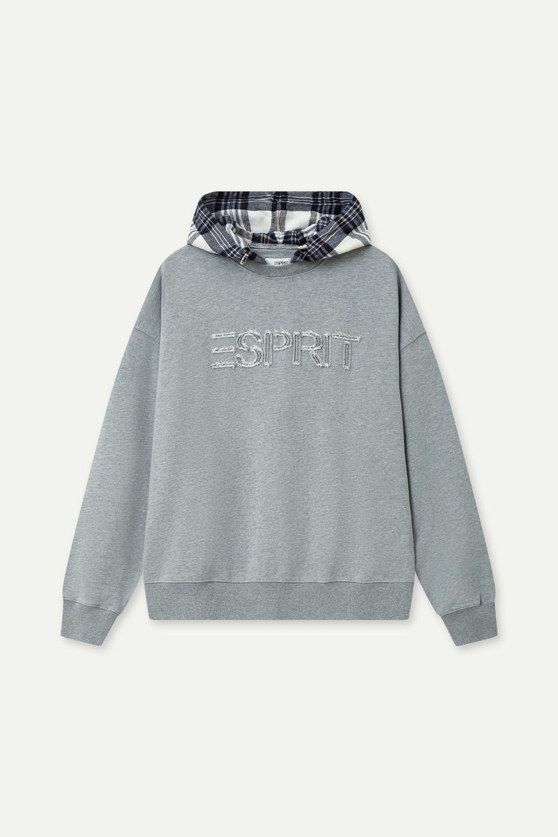 撞色格紋連帽衛衣