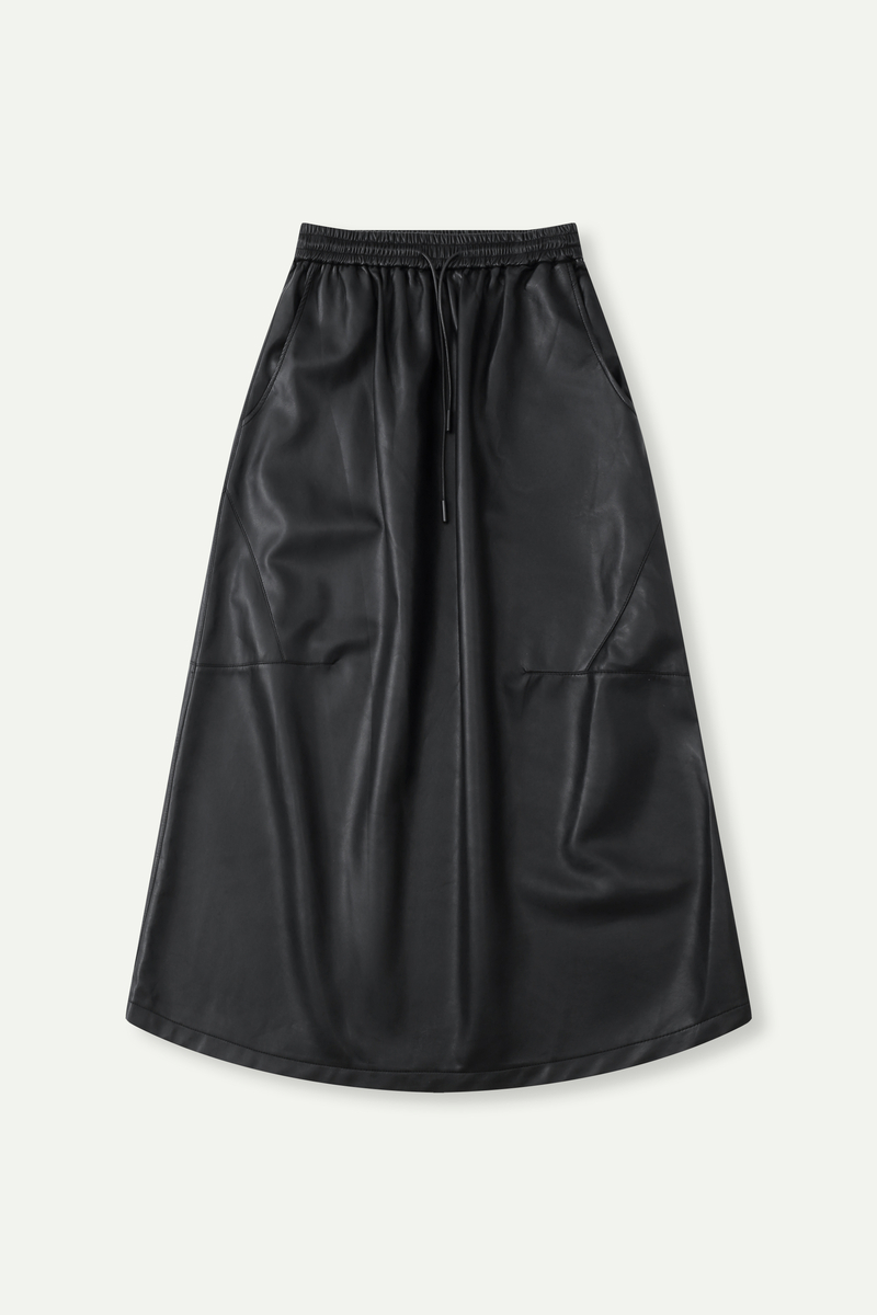 Faux Leather Midi Skirt