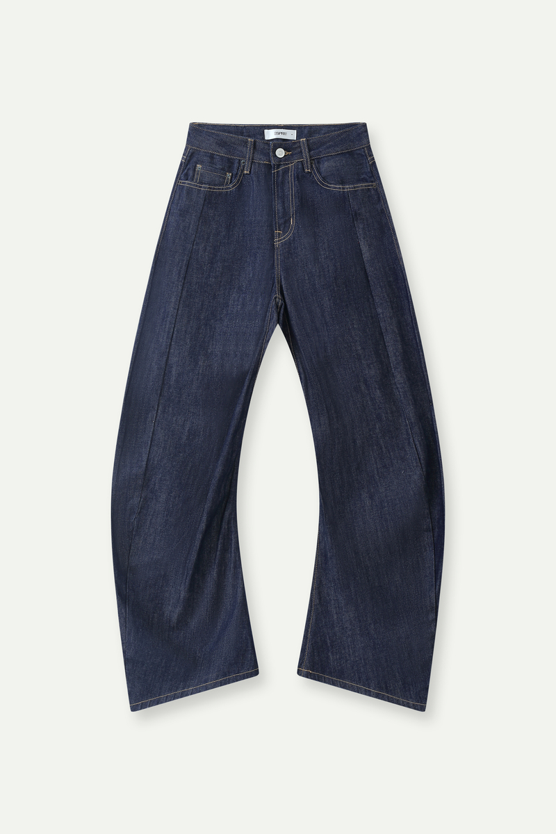 High-Rise Curved Wide-Leg Jeans