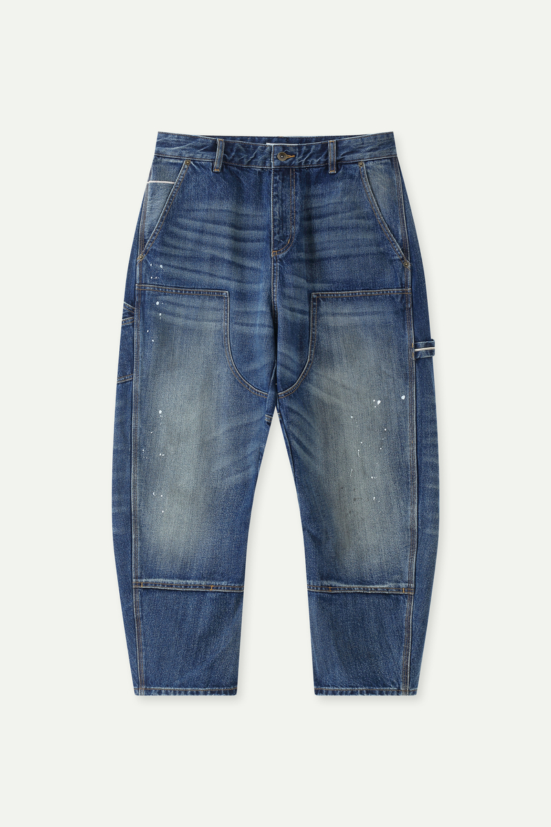 做舊工裝牛仔九分褲