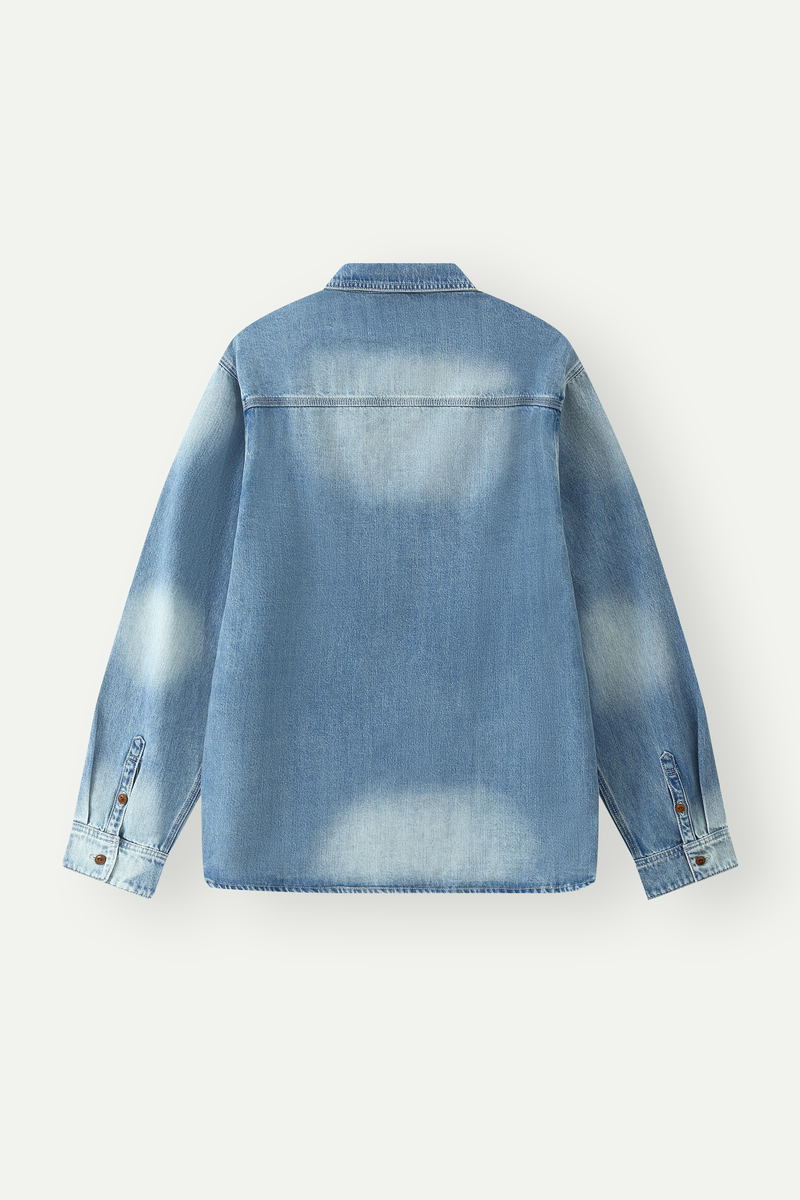 復古洗水牛仔襯衫式外套