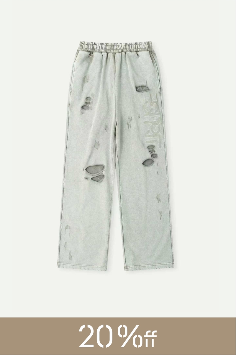 Distressed Wide-Leg Pants