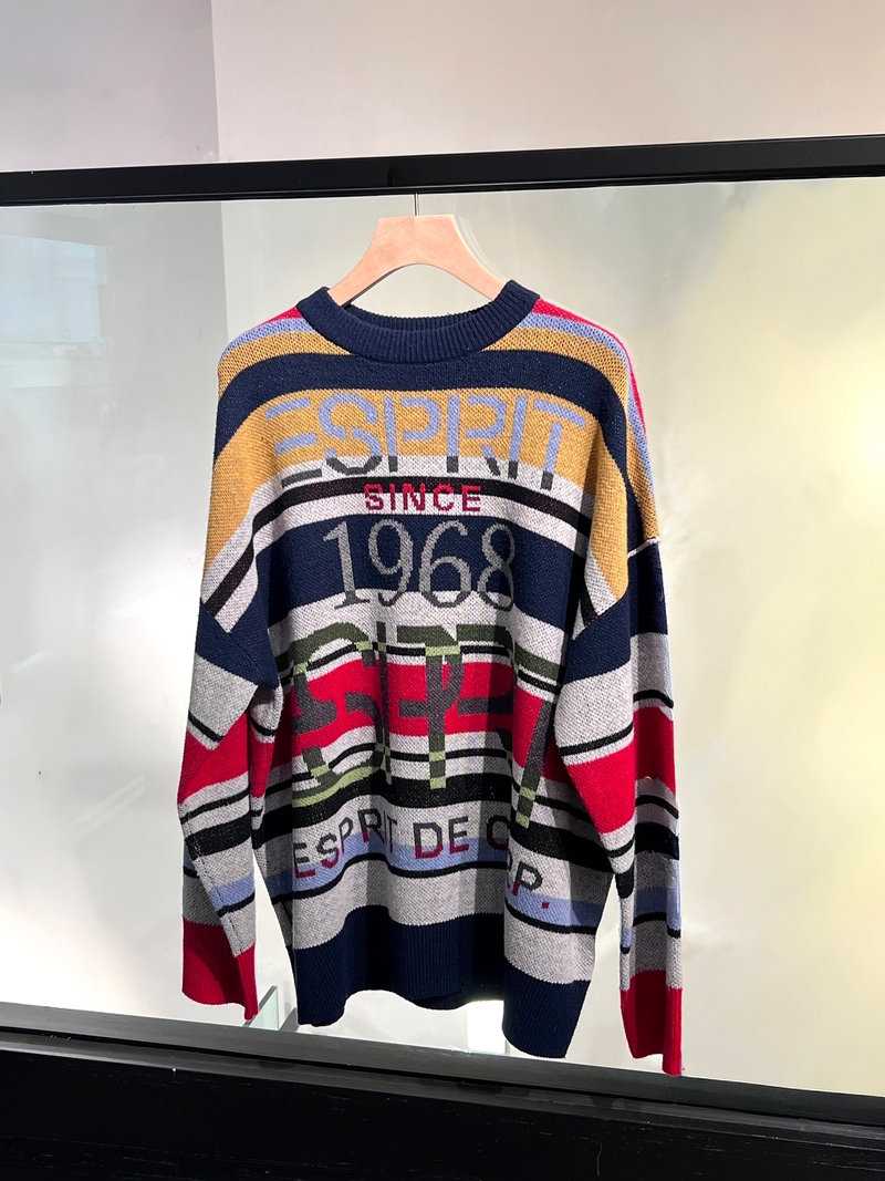 Retro Striped Logo Oversized Sweater