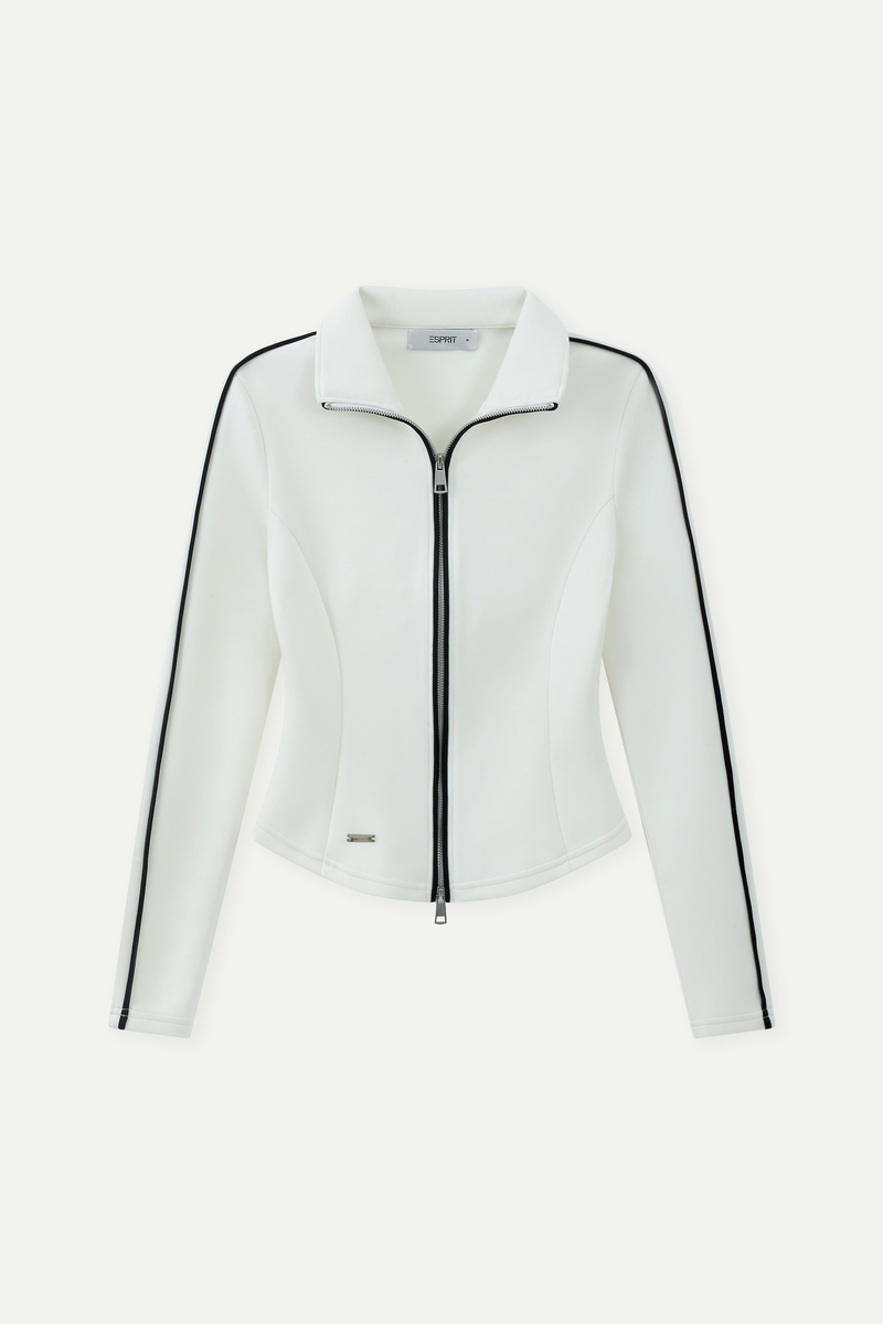 Cropped Zip-Up Stand Collar Jacket