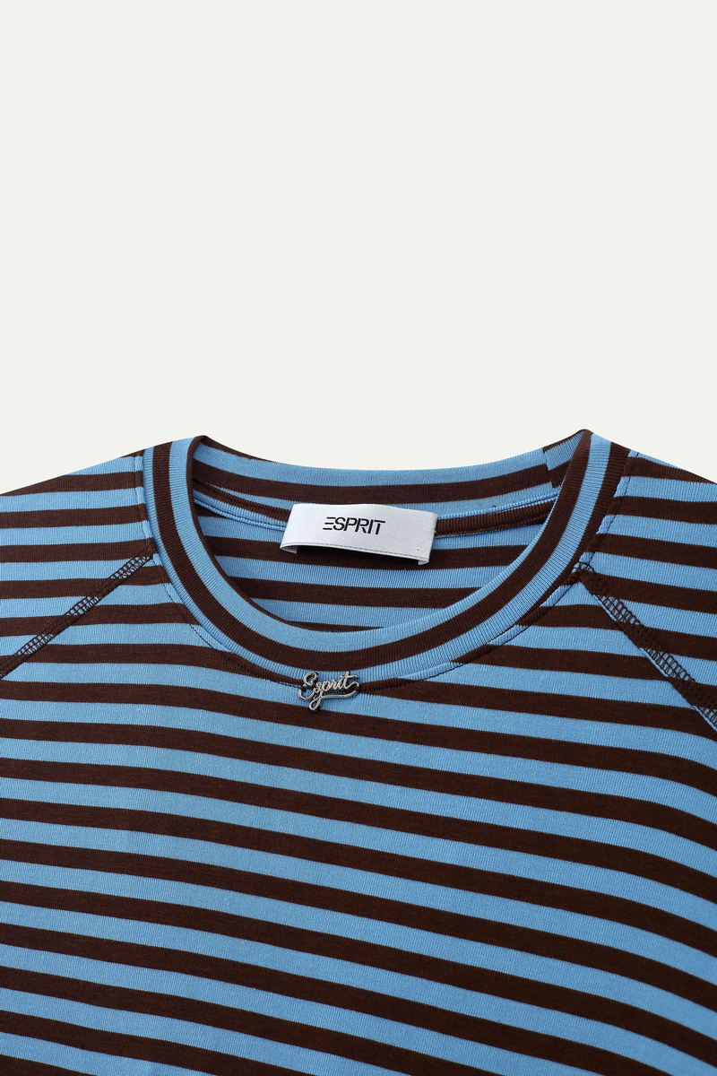 Striped Raglan Sleeve Crew Neck T-Shirt