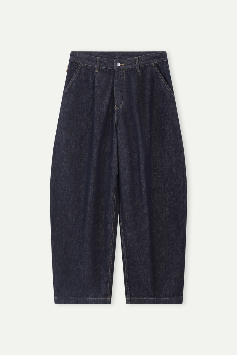 High-Waisted Wide-Leg Curved Denim Jeans