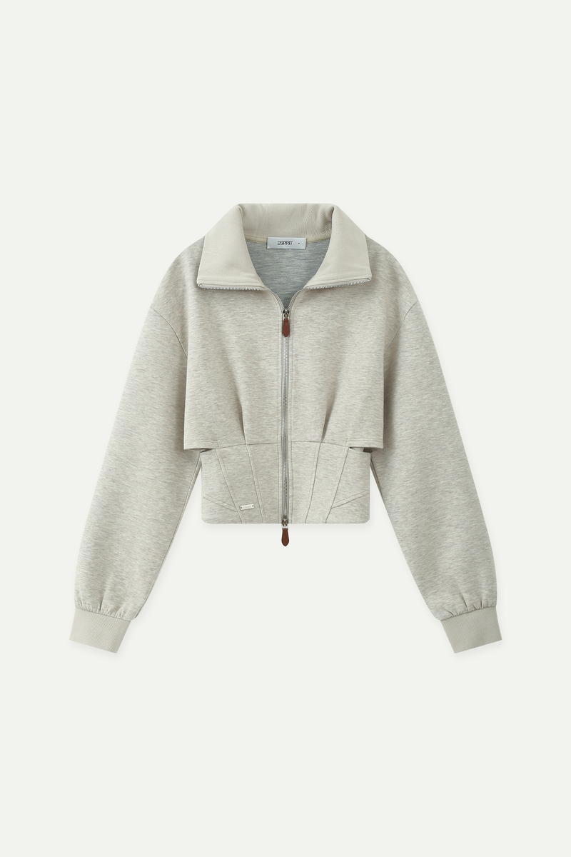 Cropped Lapel Double-Zip Waistband Jacket