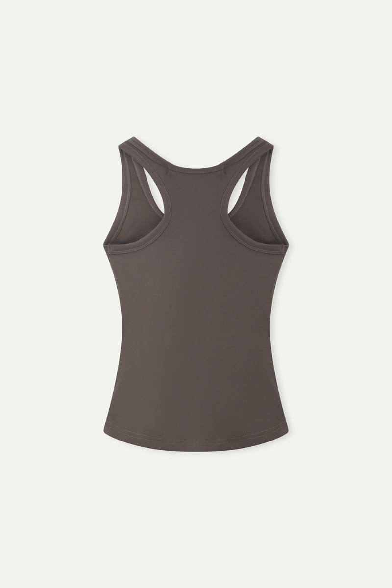 Ribbed Knit Contrast Stitch Racerback Tank