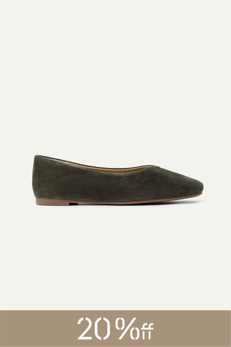 Suede Square-Toe Flats