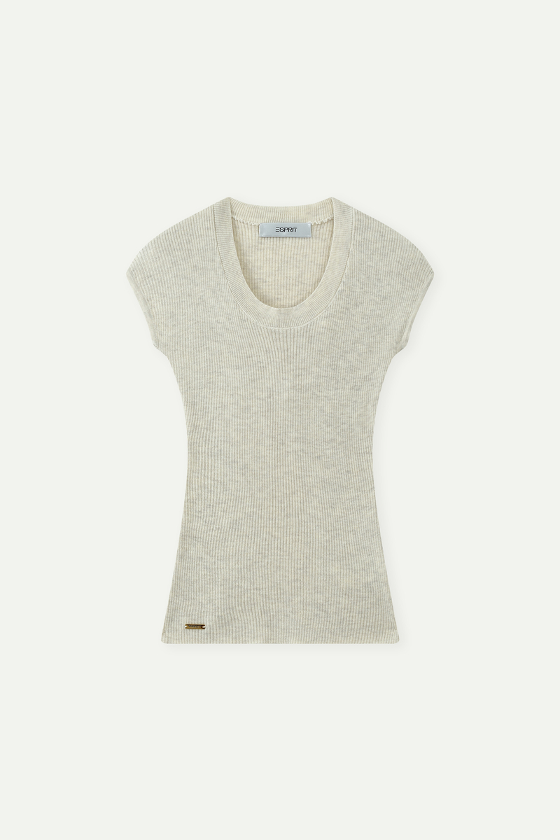 Ribbed Knit Cap Sleeve Top