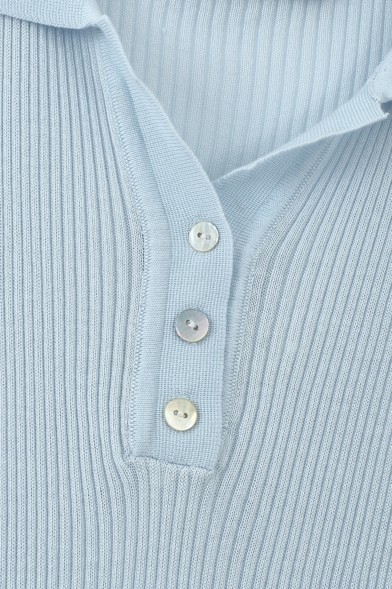 Ribbed Knit Sleeveless Polo Top