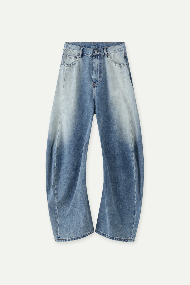 Washed Balloon Leg Jeans