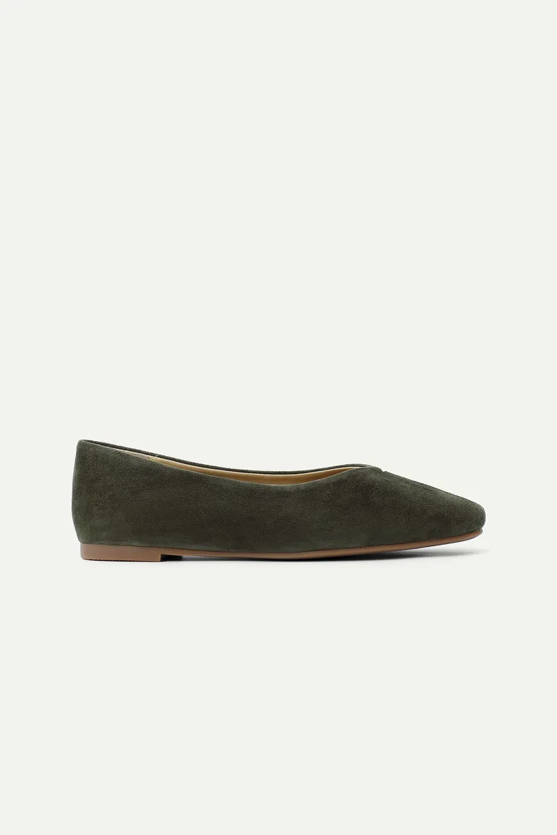 Suede Square-Toe Flats