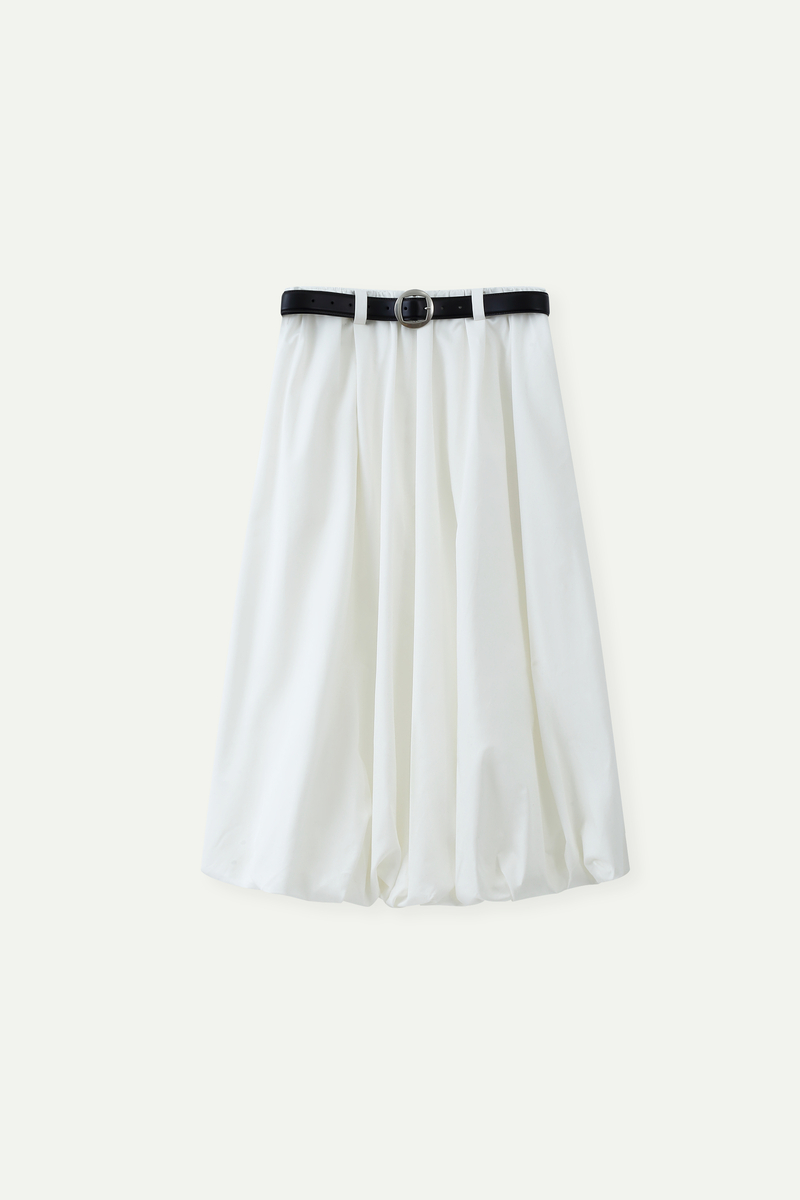Belted Bubble Midi Skirt