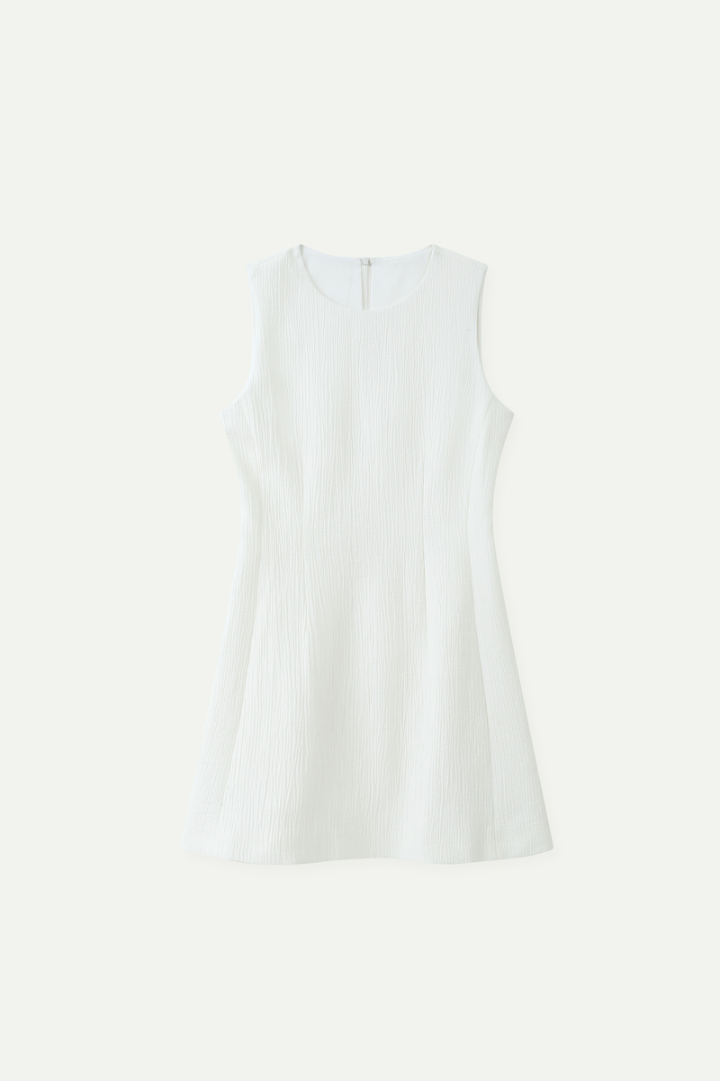 Textured Sleeveless Fit-and-Flare Mini Dress