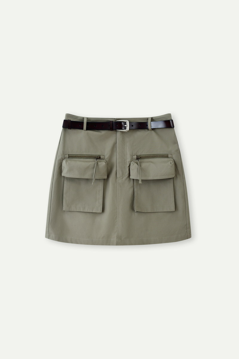 Belted Cargo Mini Skirt