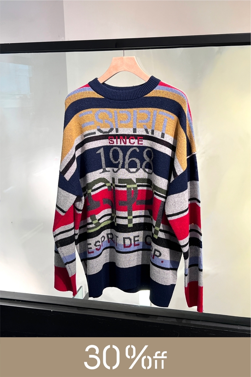 Retro Striped Logo Oversized Sweater