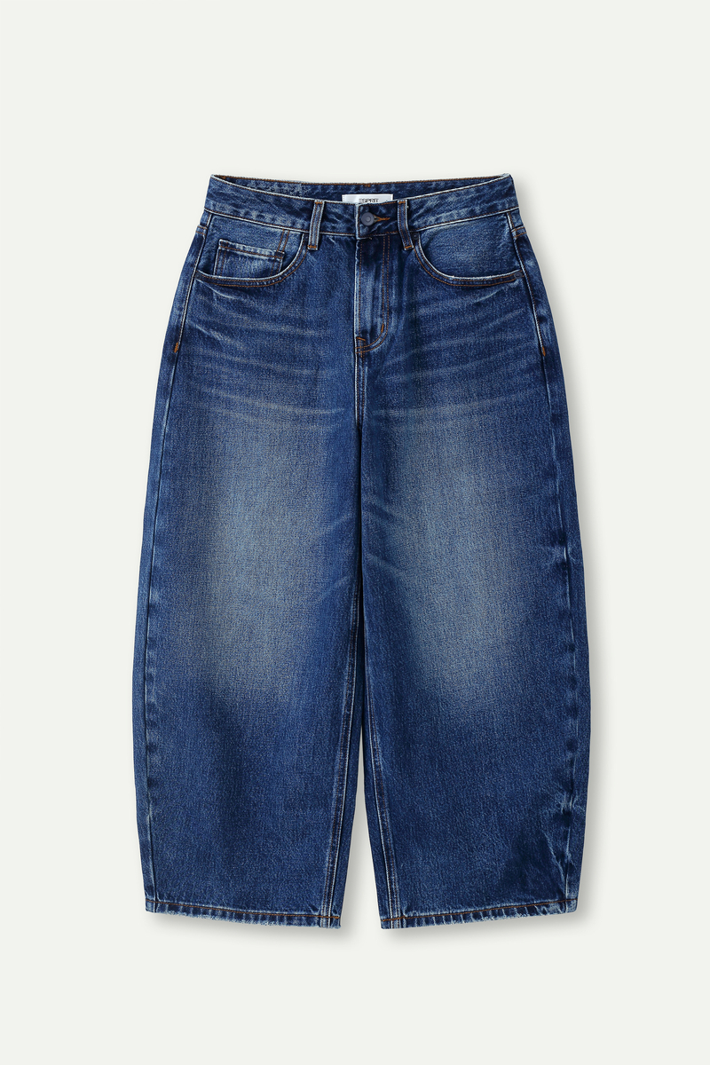 Barrel‑leg Denim Cropped Jeans