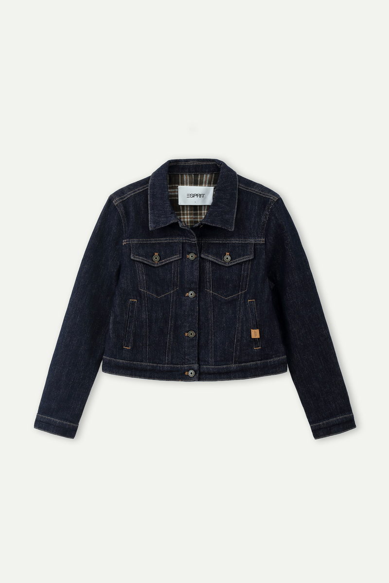 Cropped Lined Denim Jacket