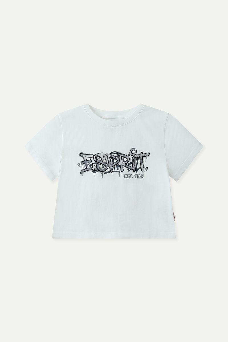 Graffiti Print Cropped Tee