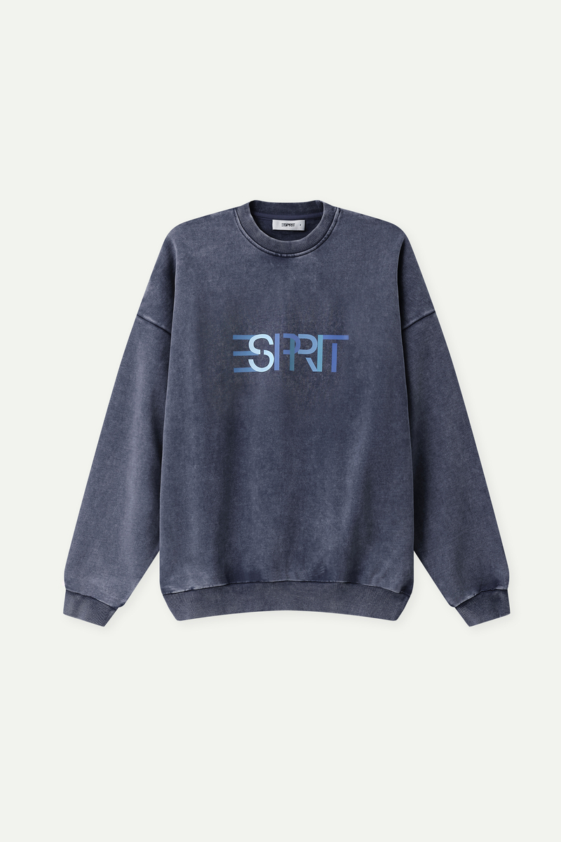 Wash Effect Crew Neck Sweatshirt