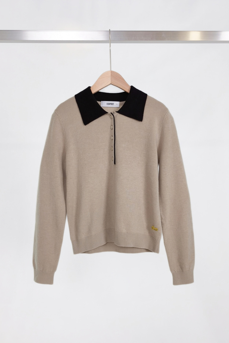 Long Sleeve Polo Knit Sweater