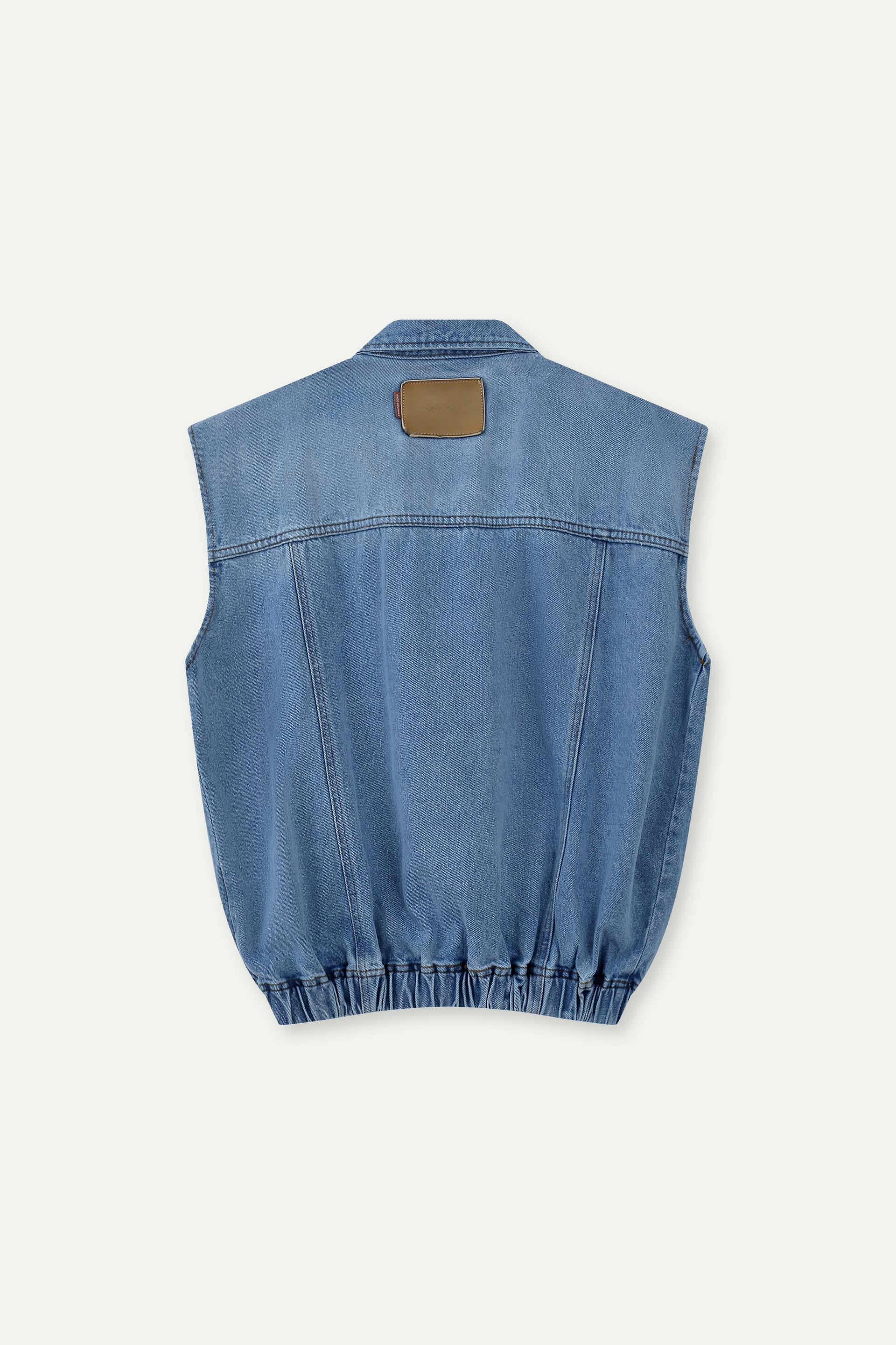 Zip-Up Denim Vest