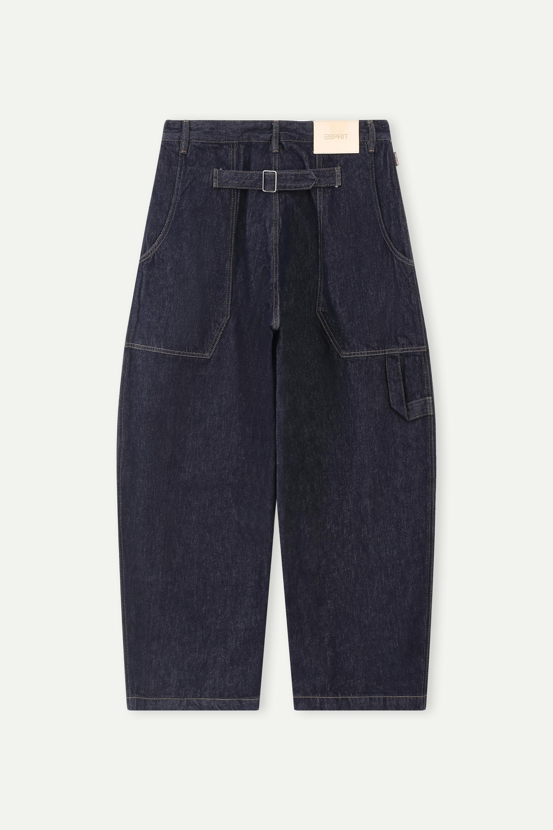 High-Waisted Wide-Leg Curved Denim Jeans