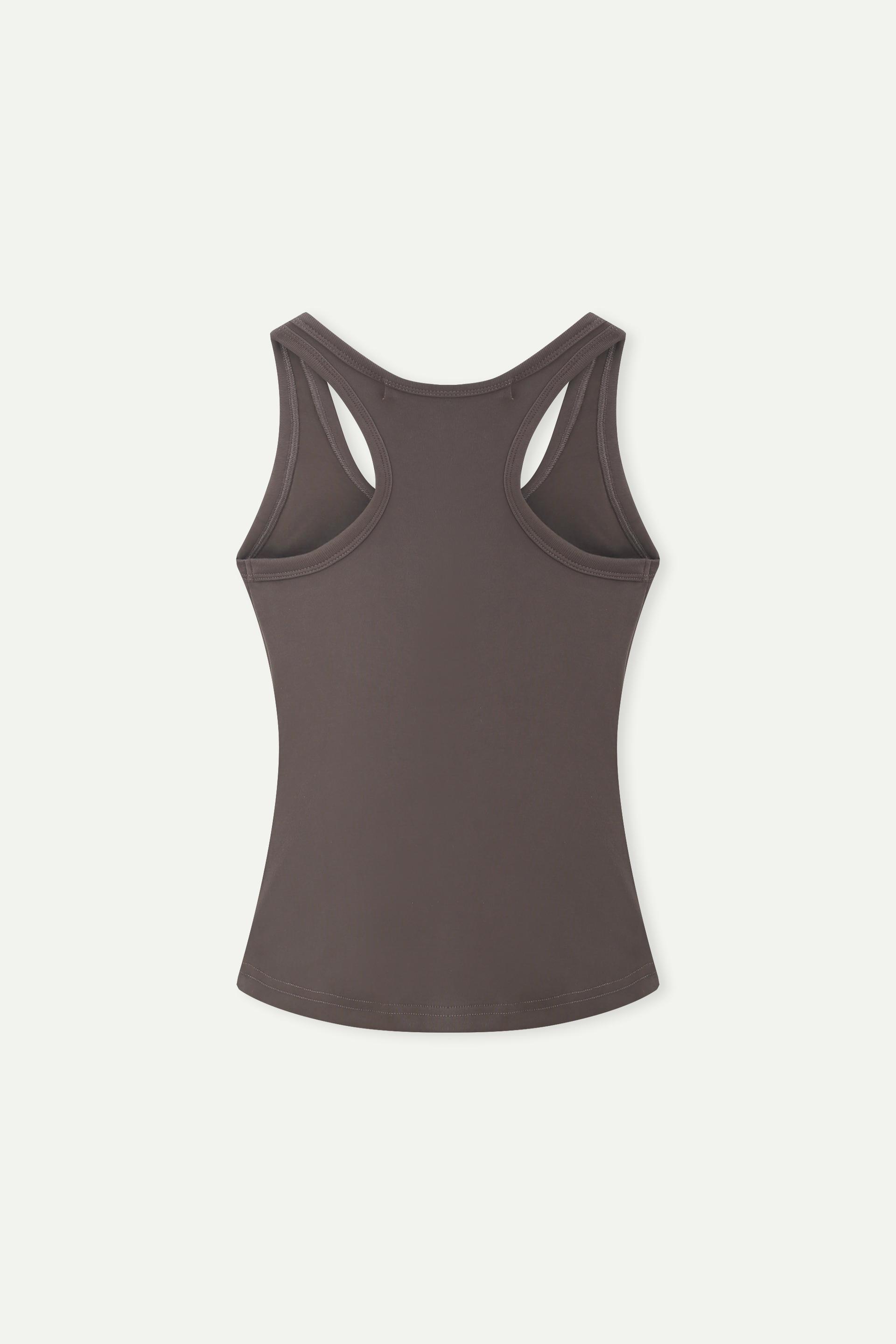 坑條針織撞色線工字背背心