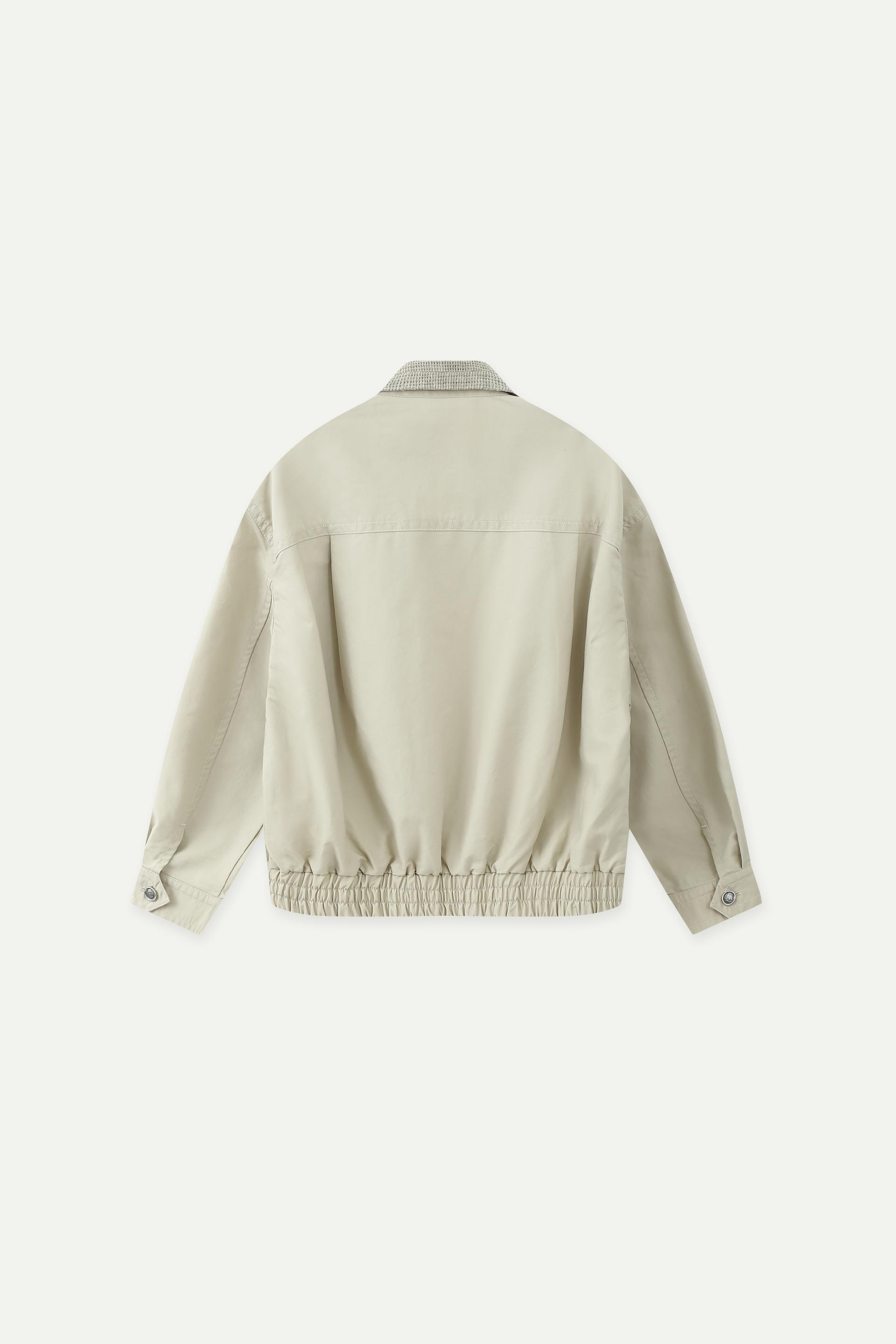 Washed Cotton Linen Collar Cropped Jacket