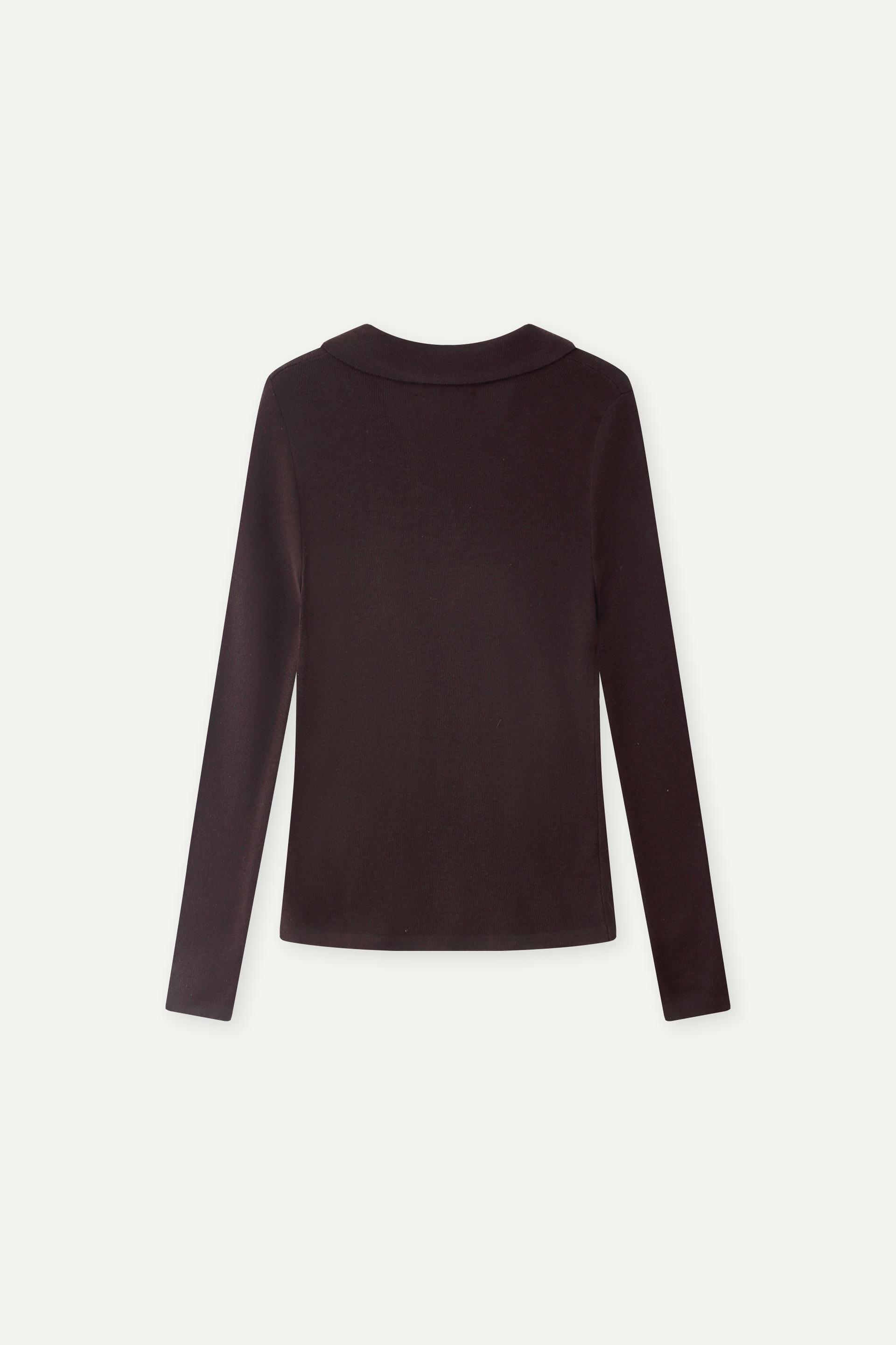 Buttoned Knit Polo Top