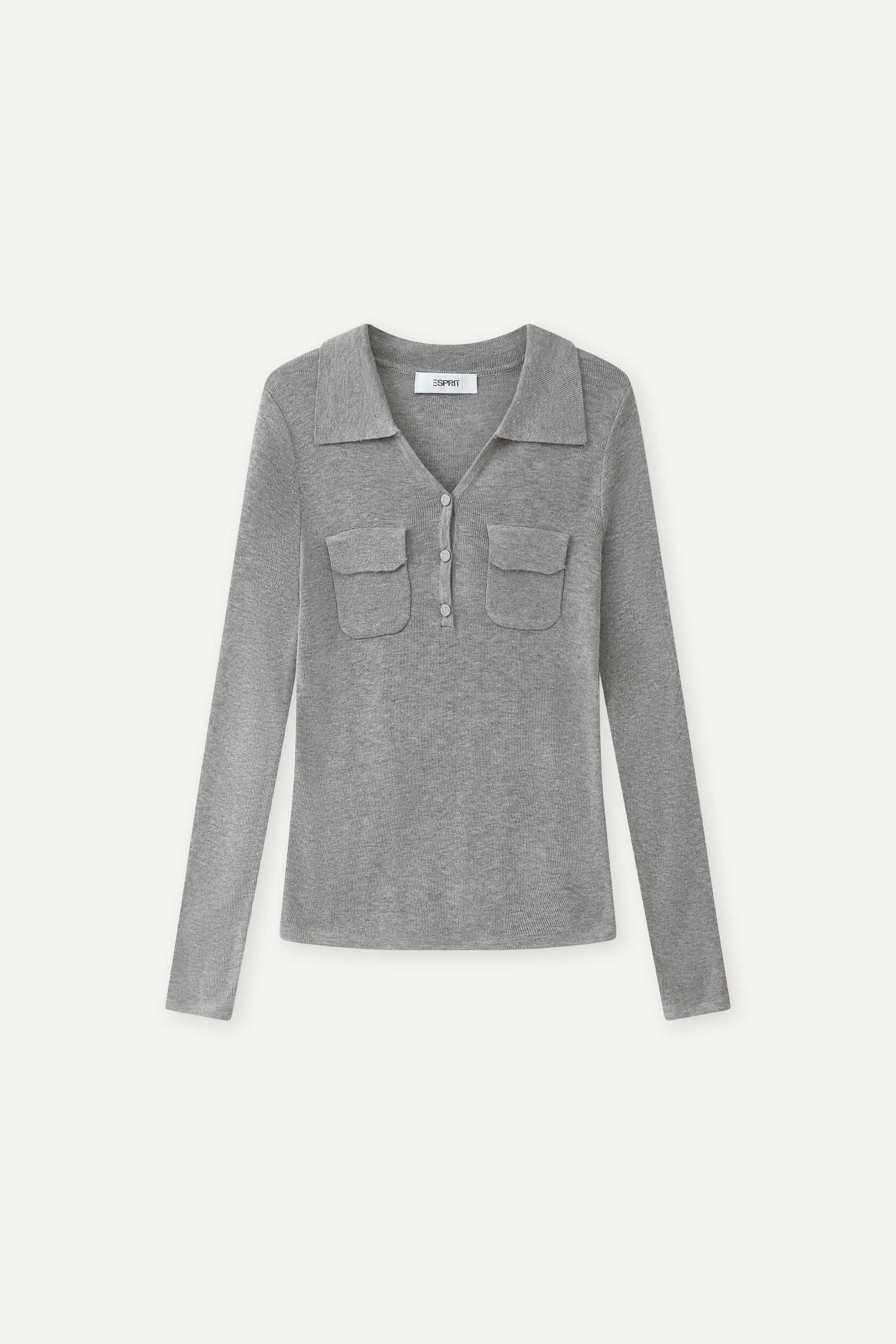 Buttoned Knit Polo Top