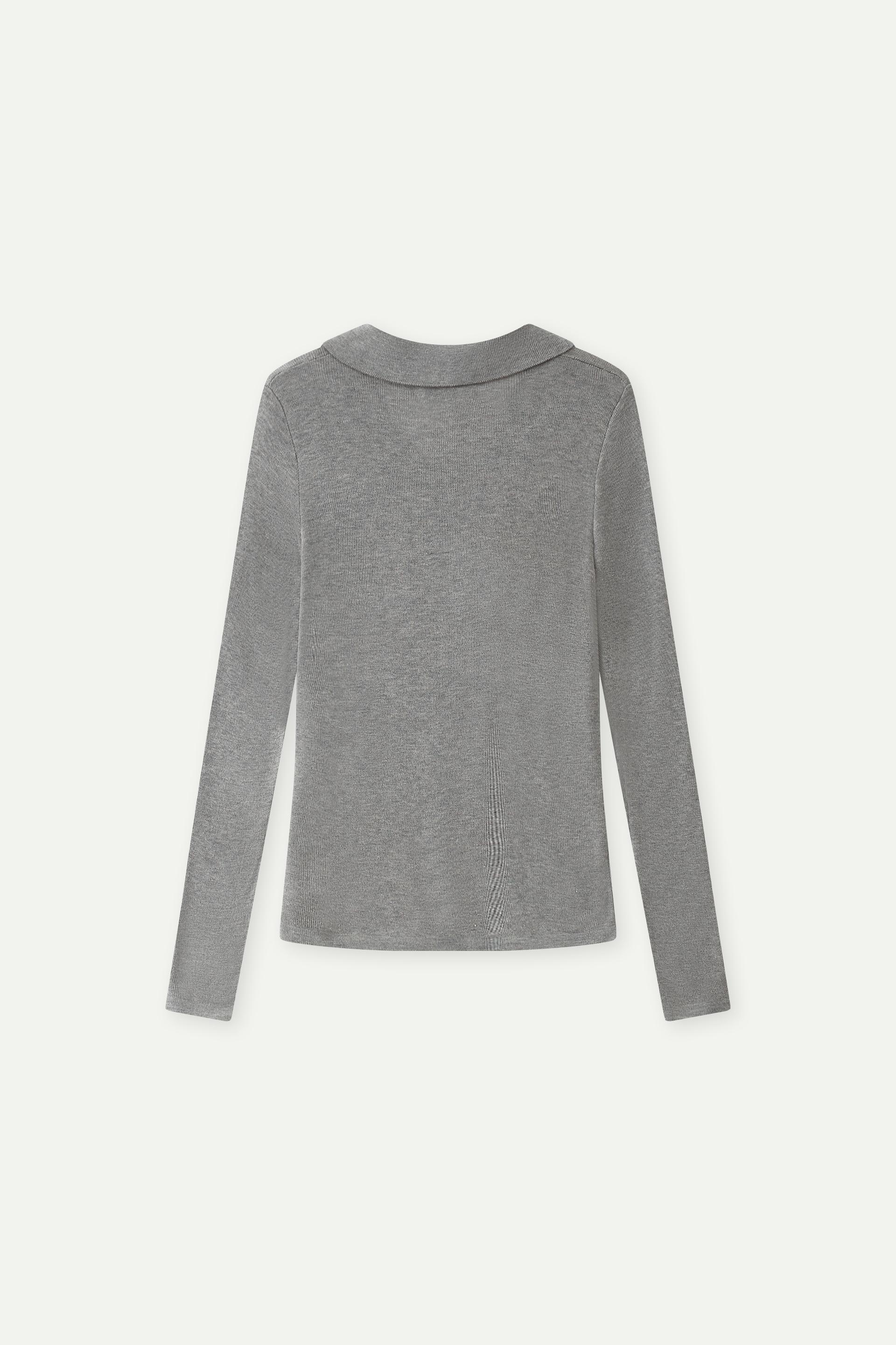 Buttoned Knit Polo Top