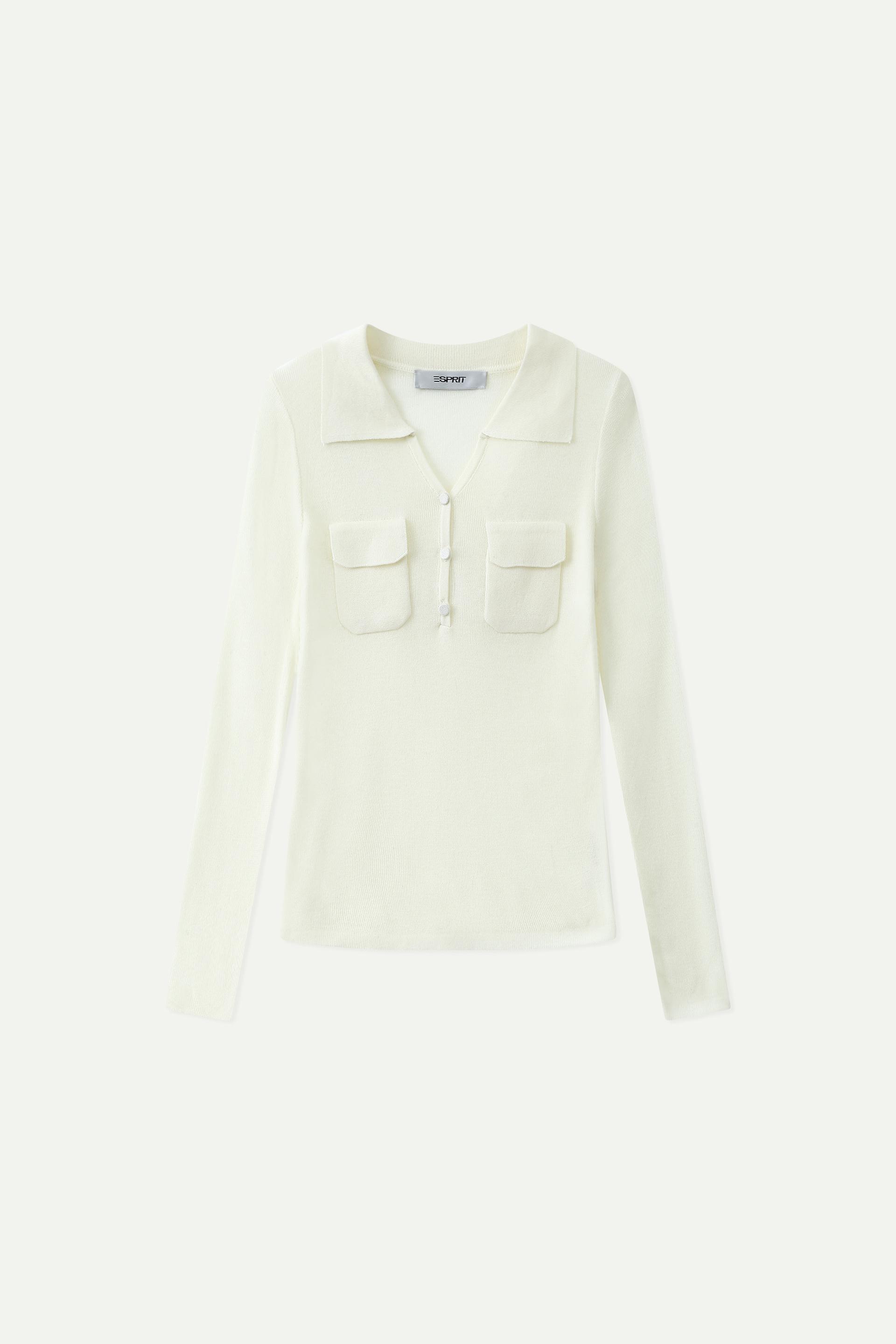 Buttoned Knit Polo Top