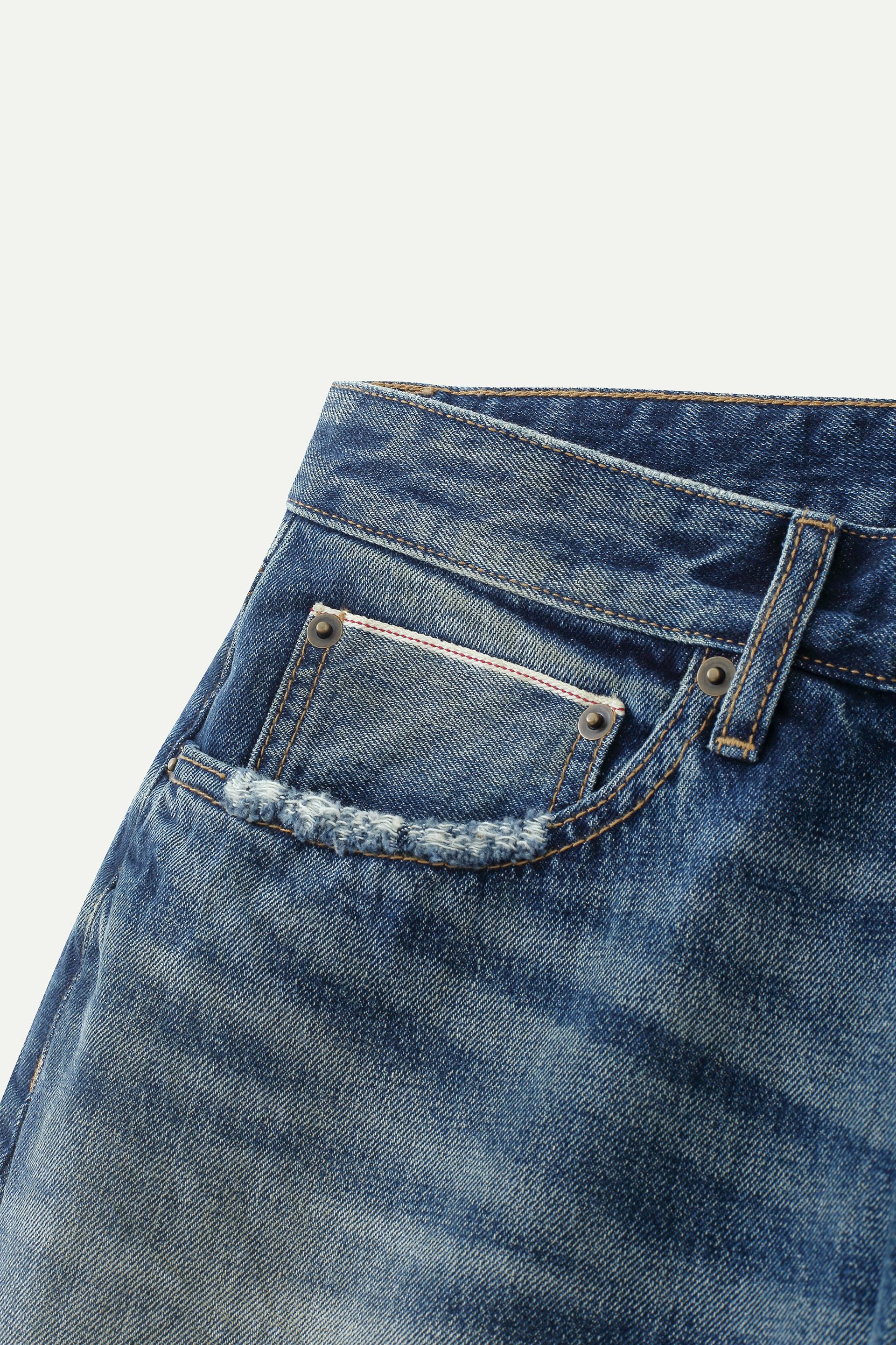 做舊闊腳牛仔九分褲