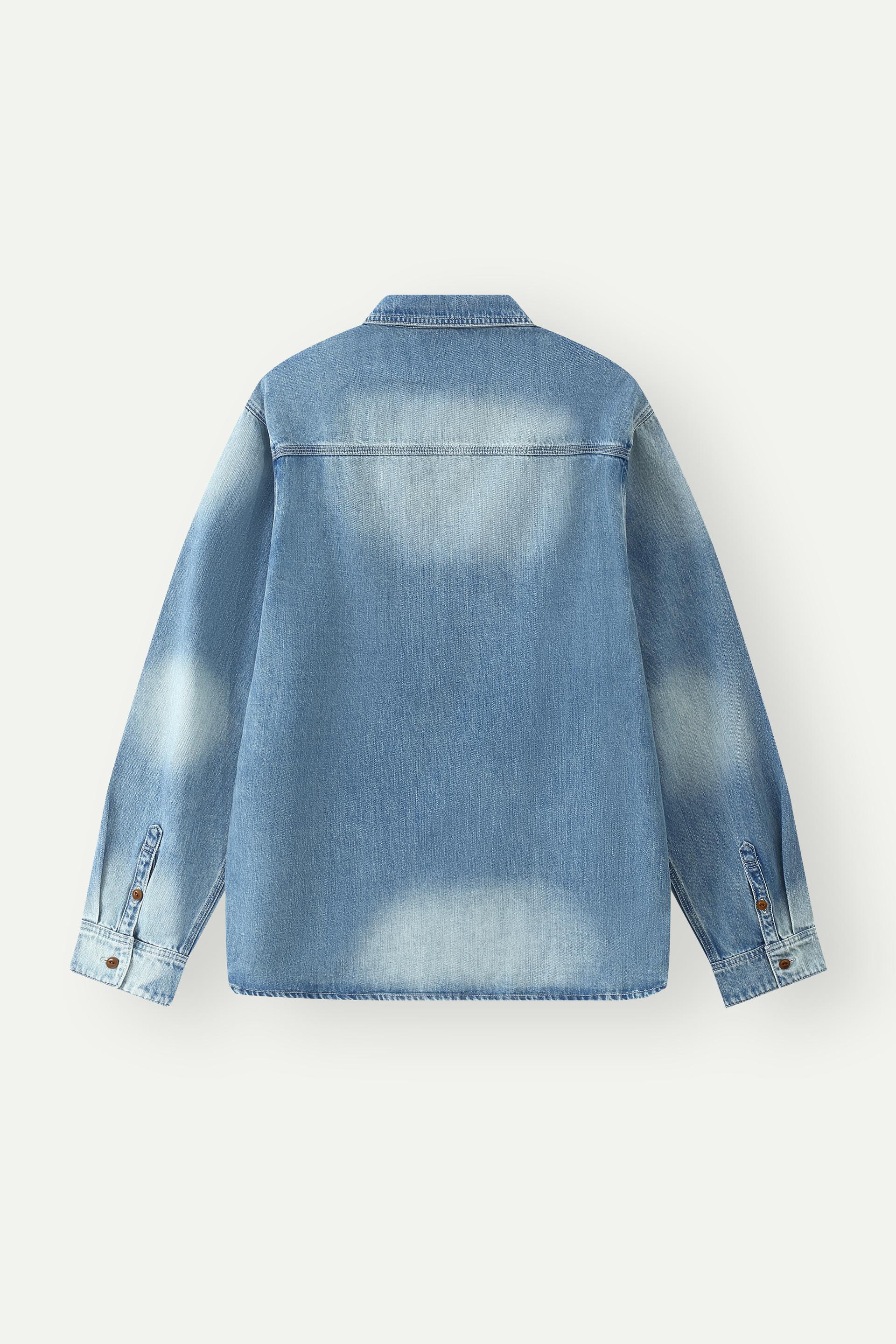 復古洗水牛仔襯衫式外套