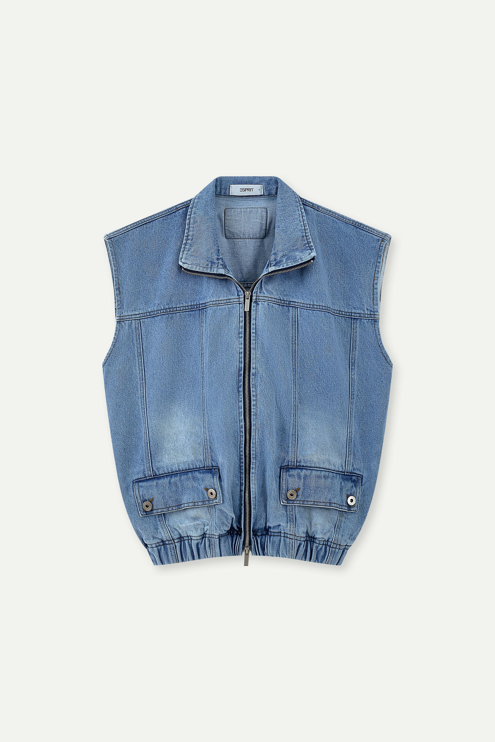 Zip-Up Denim Vest