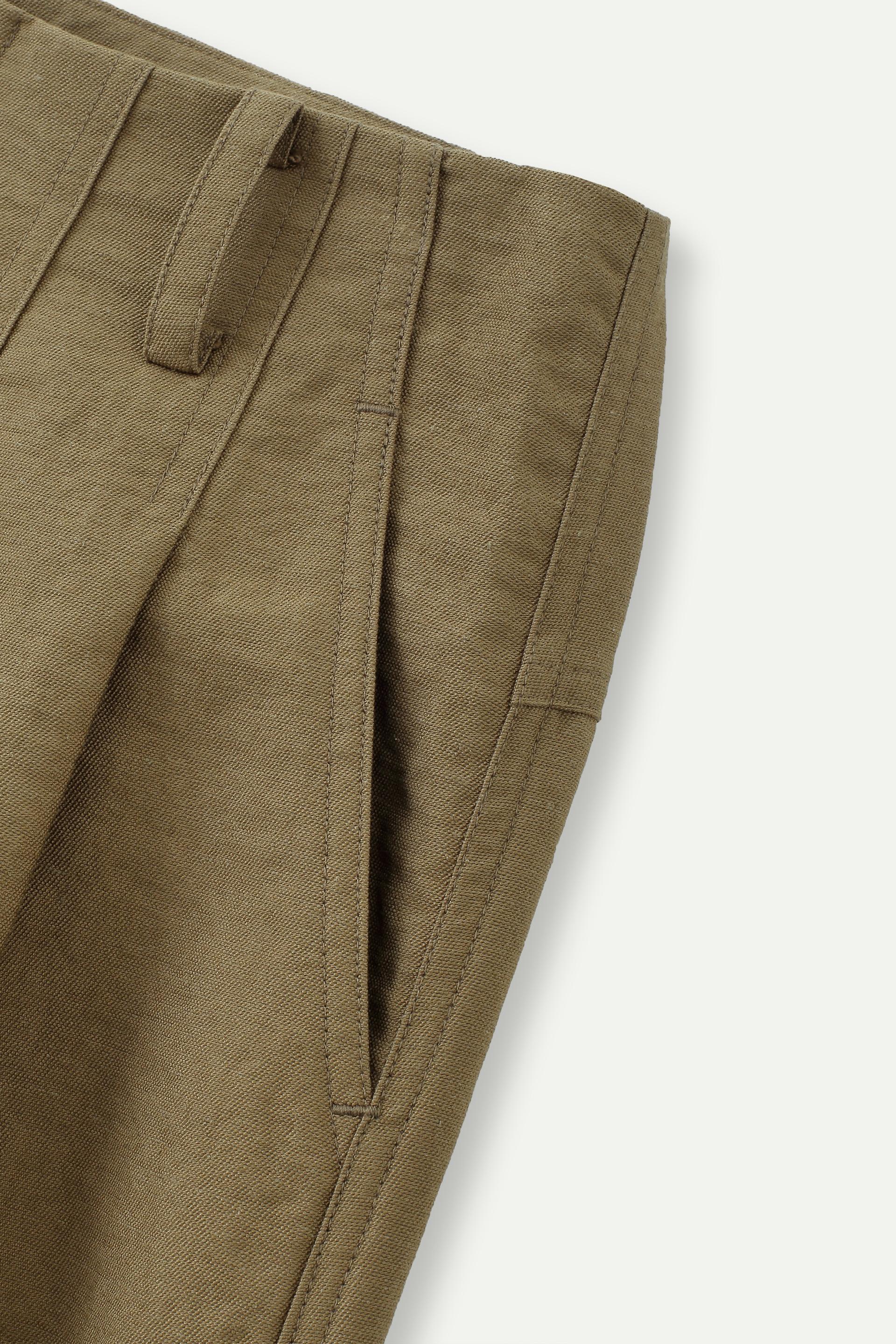 亞麻混紡闊腳長褲