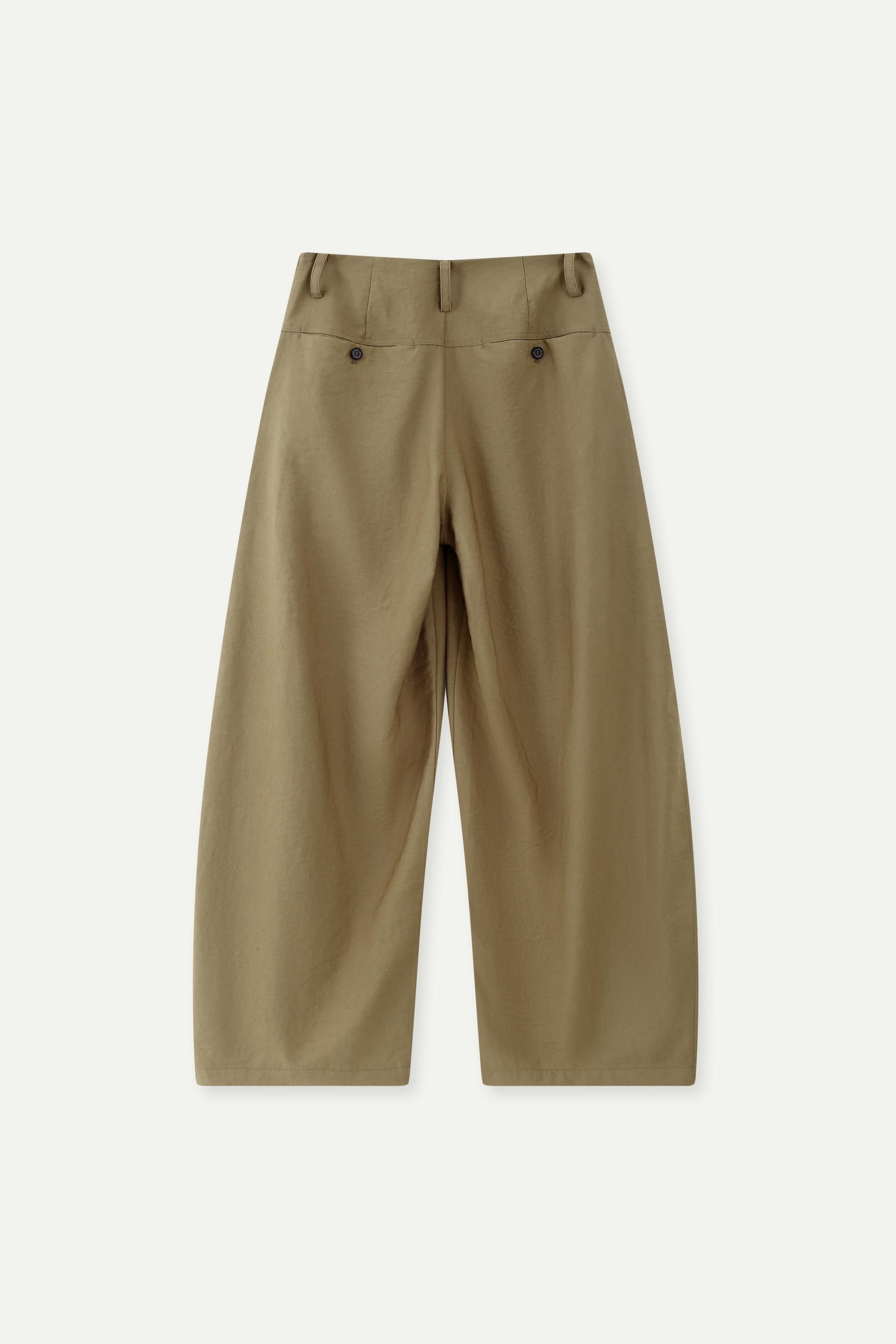 亞麻混紡闊腳長褲