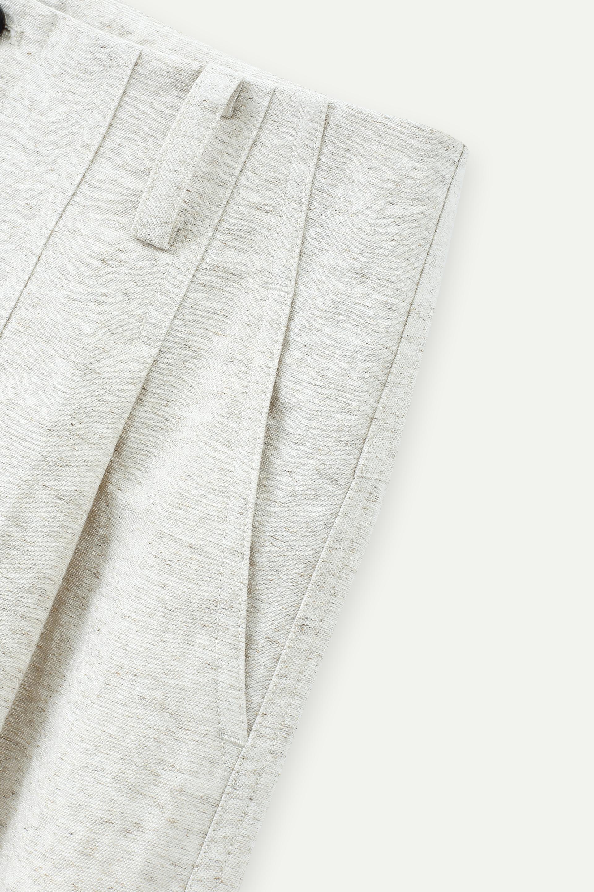 亞麻混紡闊腳長褲