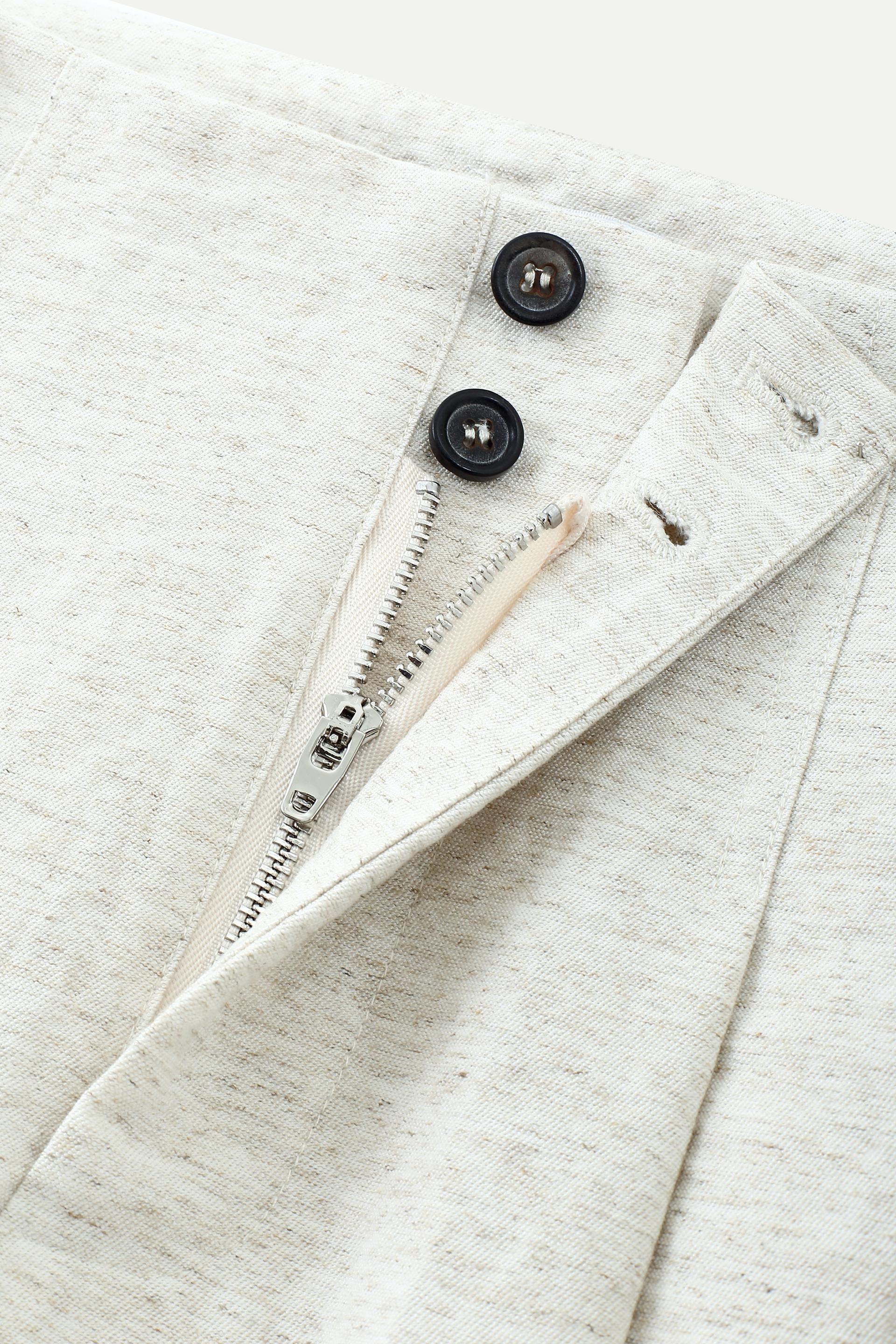 亞麻混紡闊腳長褲