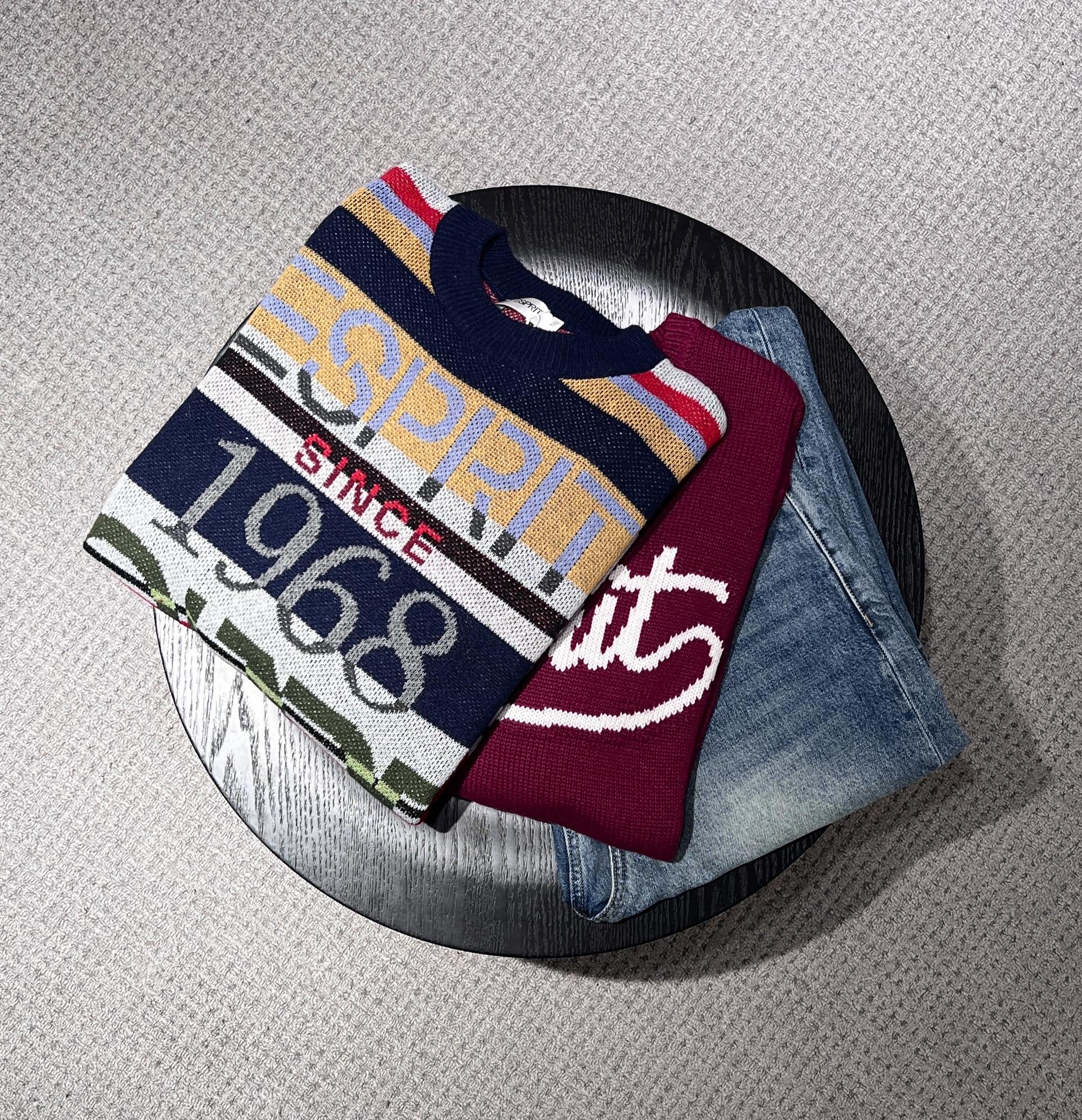 Retro Striped Logo Oversized Sweater