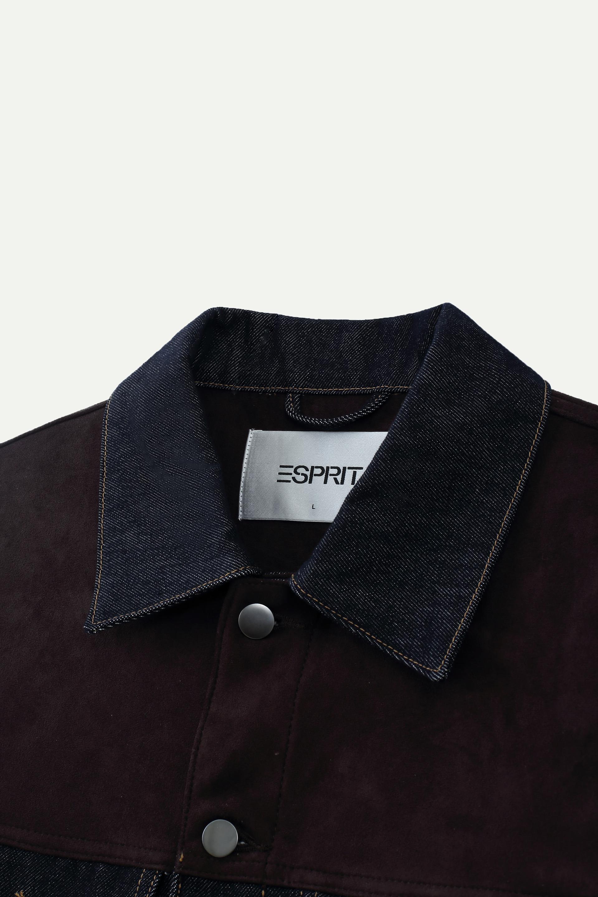 Relaxed Fit Cropped Denim & Faux Suede Jacket