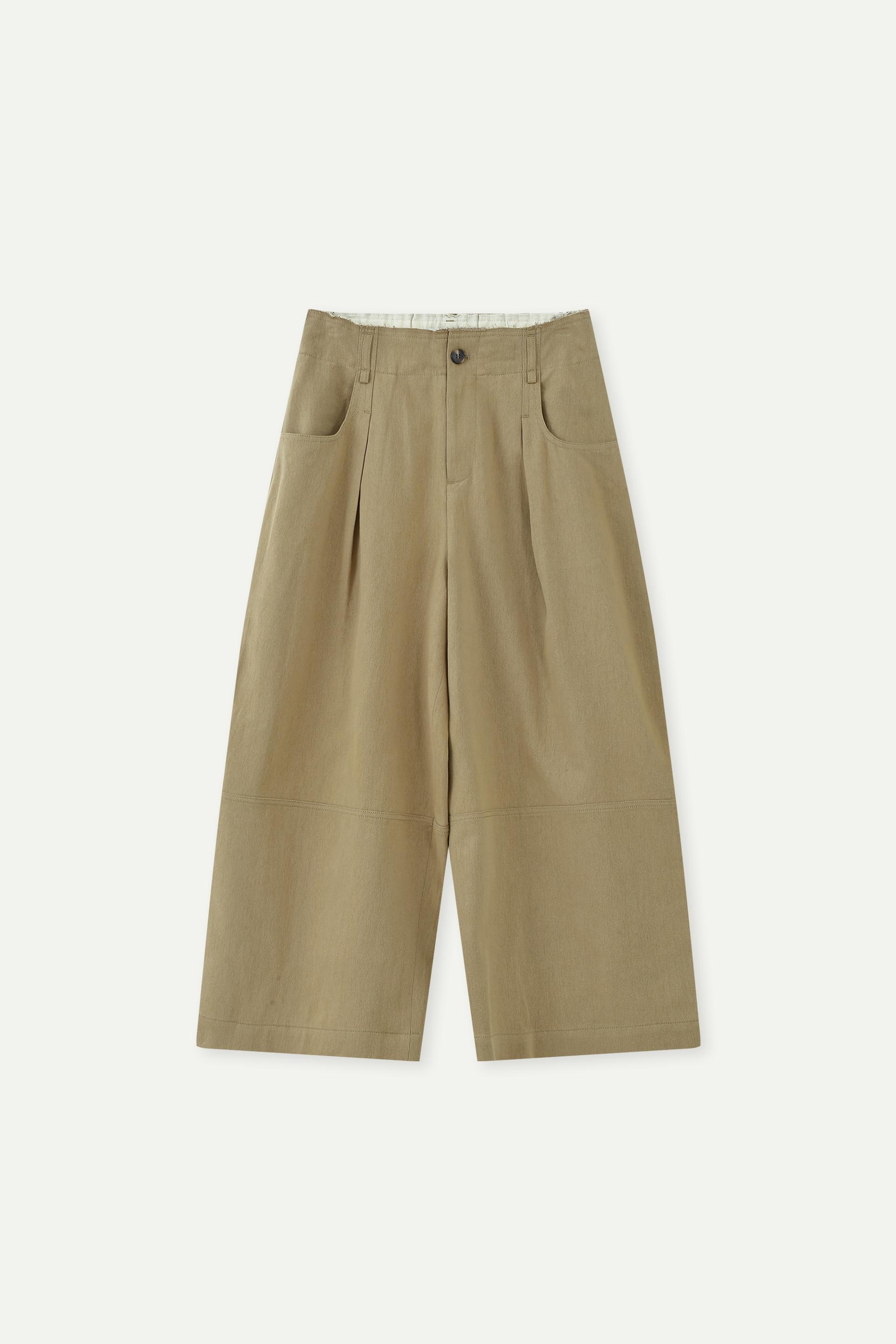 High Waist Pleated Cropped Wide-leg Pants