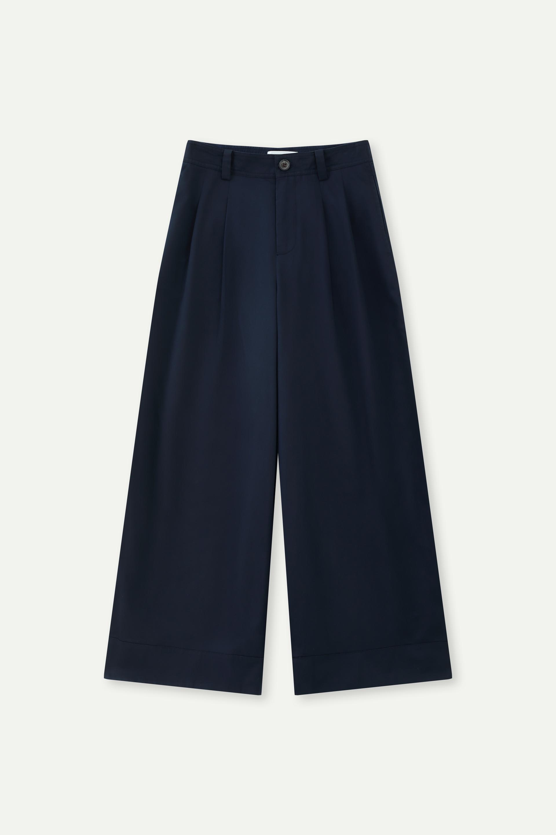 Pleated High-Waisted Wide-Leg Casual Pants