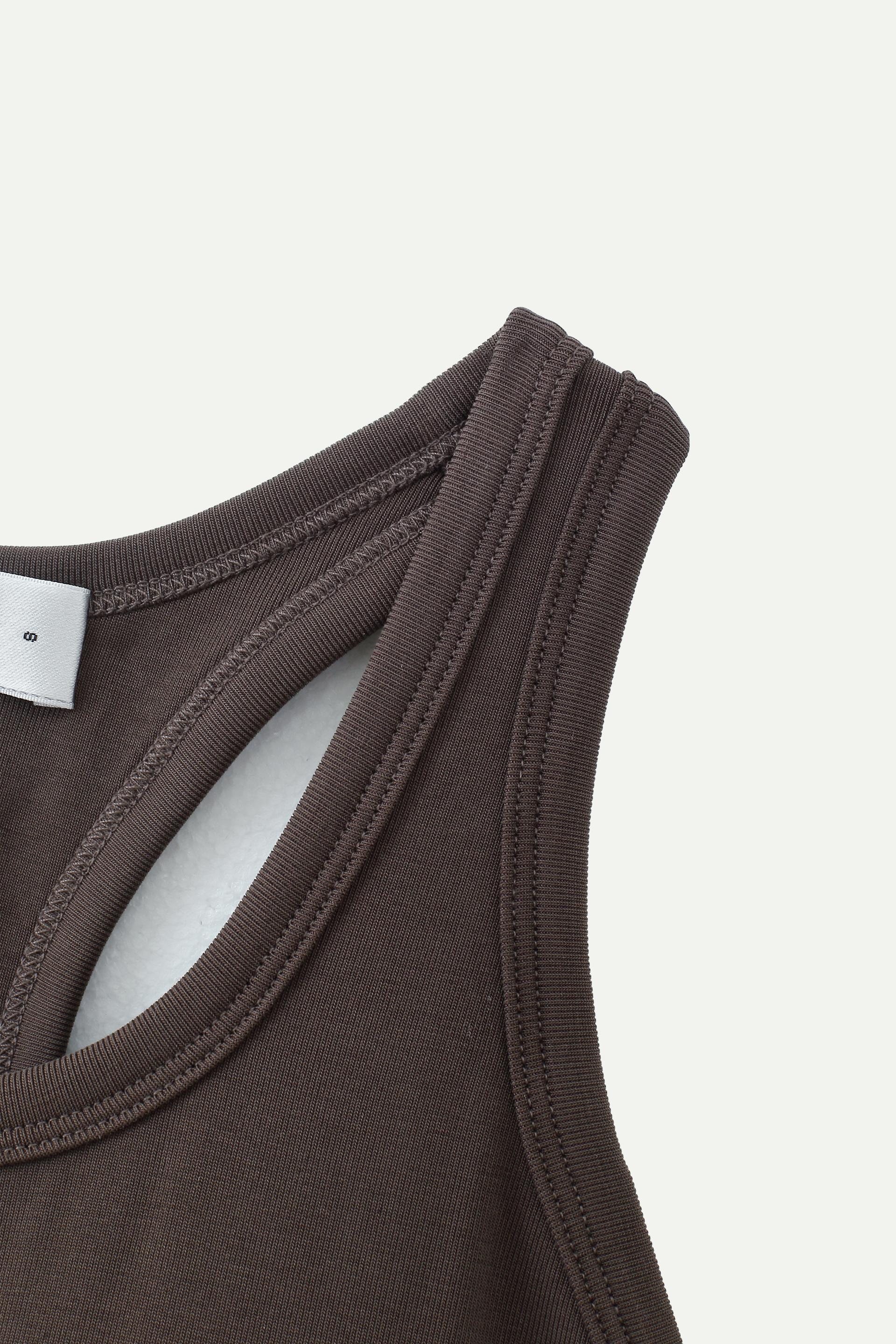 坑條針織撞色線工字背背心