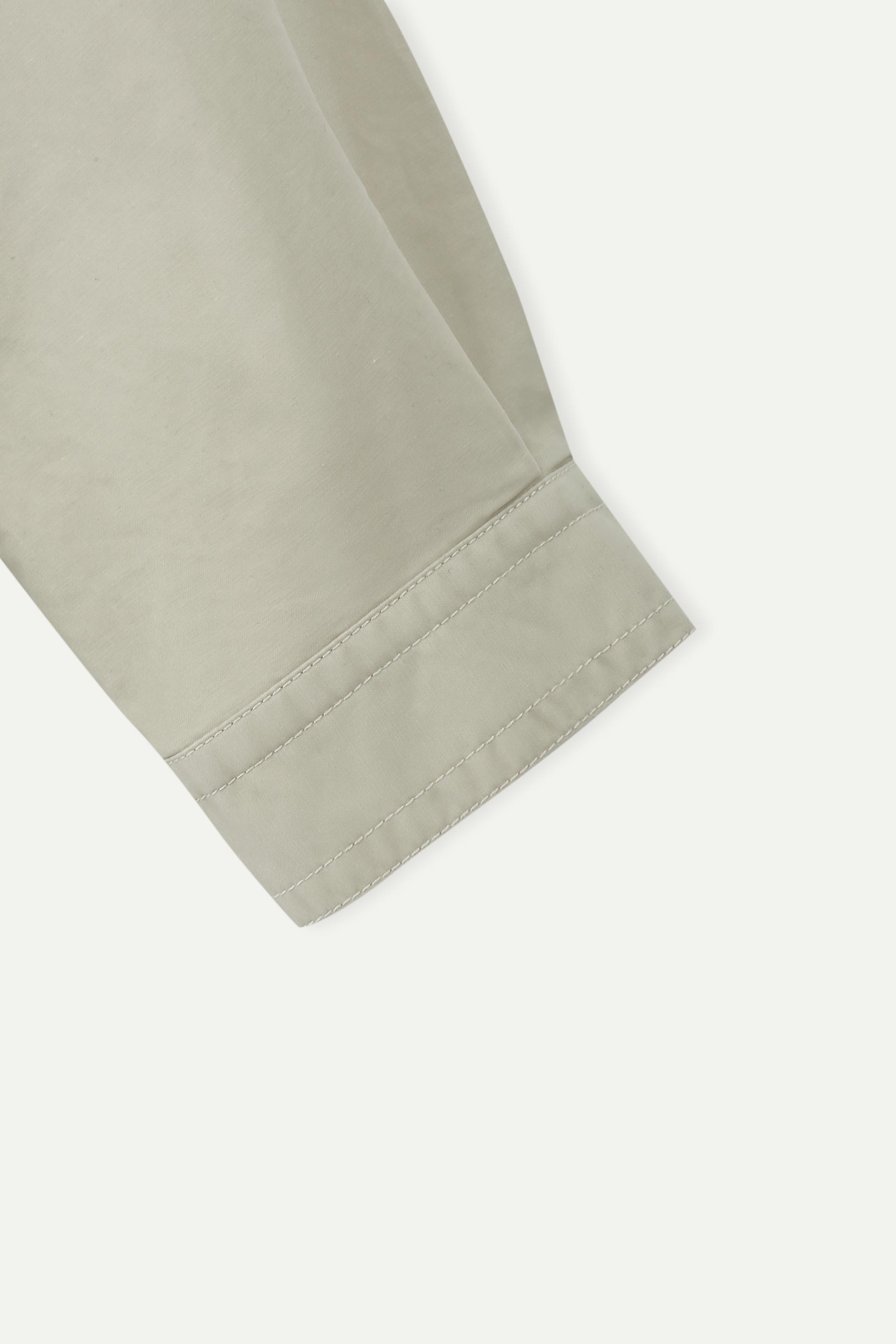 Washed Cotton Linen Collar Cropped Jacket