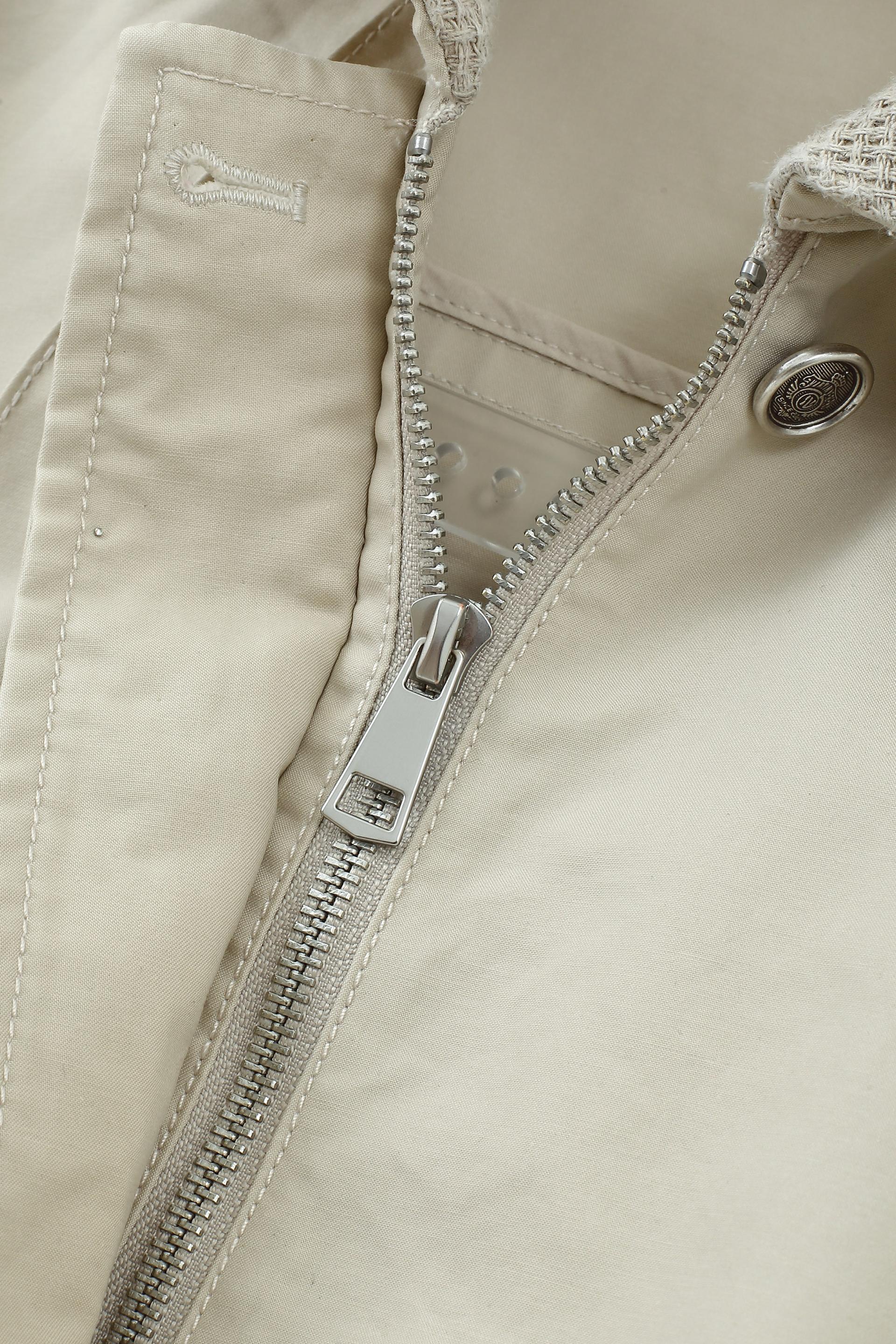 Washed Cotton Linen Collar Cropped Jacket