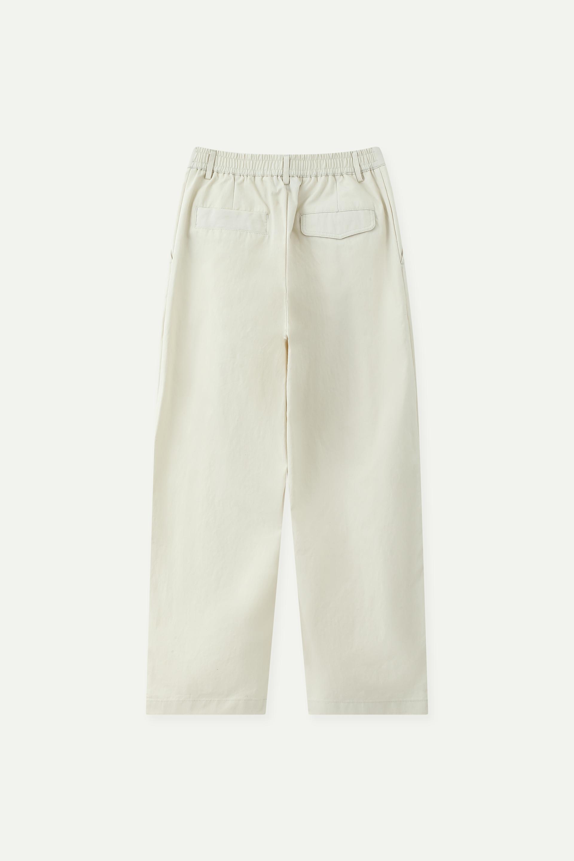 鬆緊腰打褶闊腳長褲