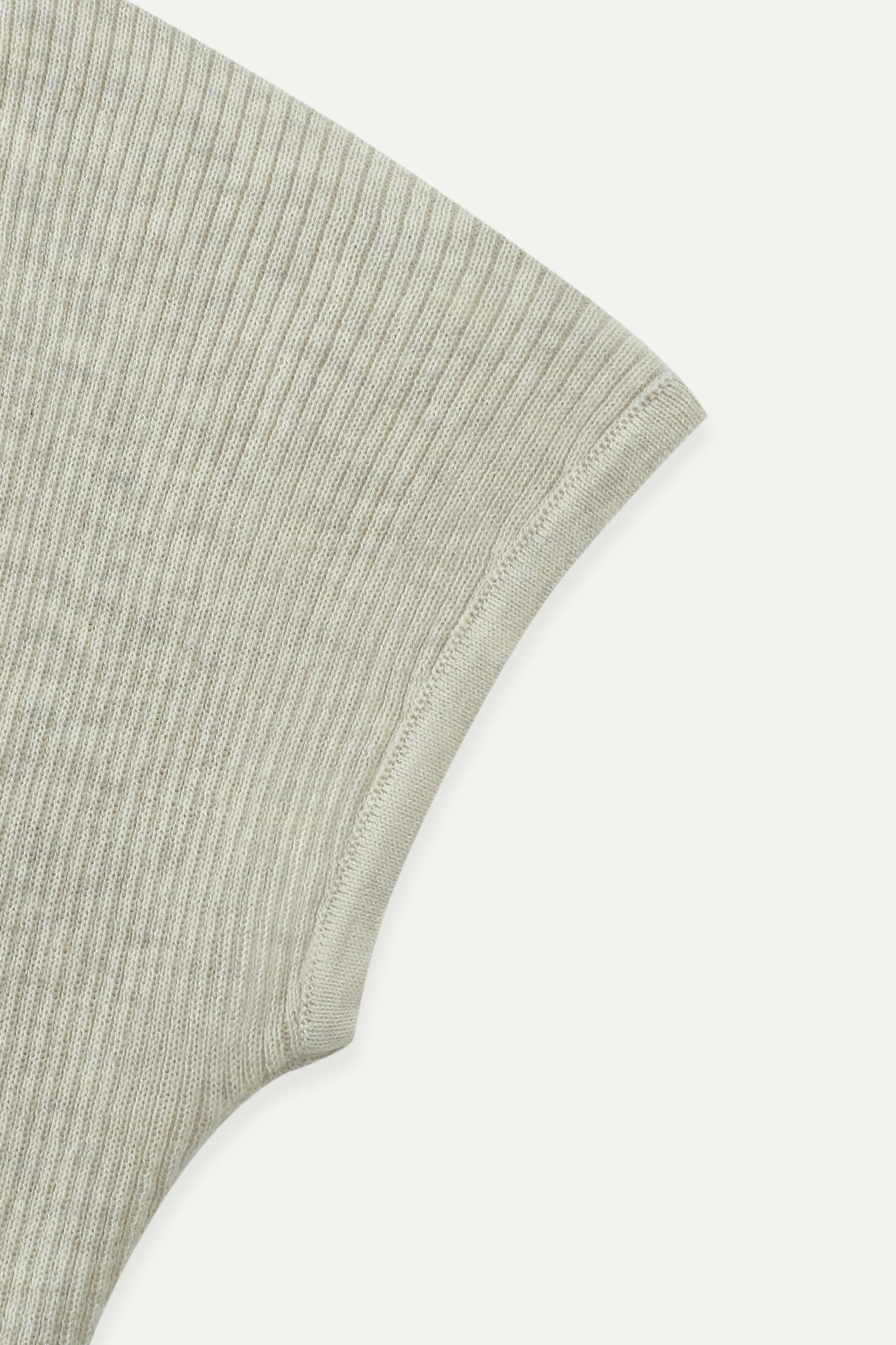 坑條針織蓋袖上衣